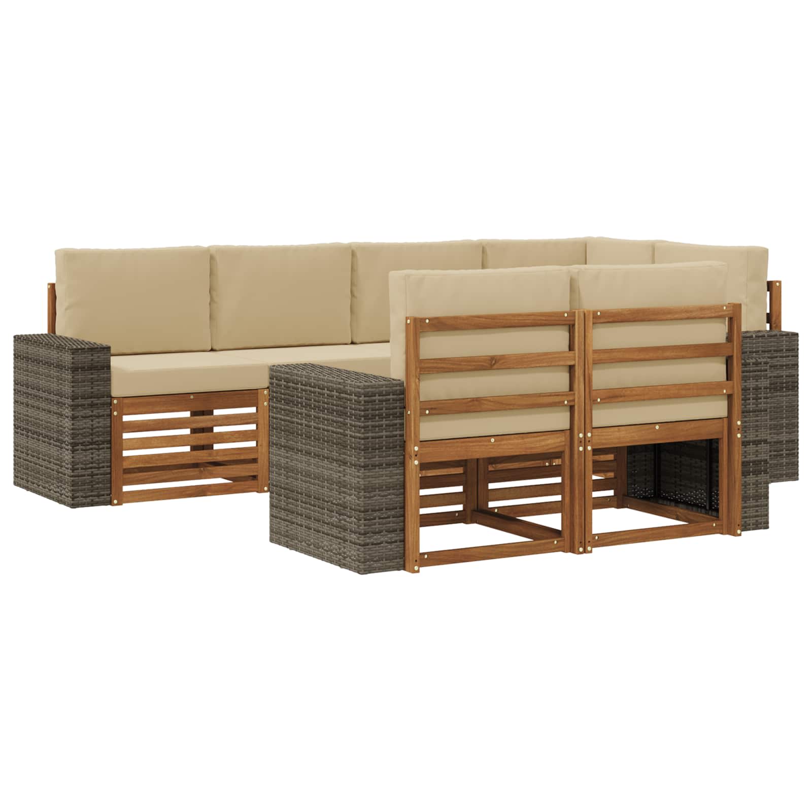 vidaXL Sofa-Sets 7 pcs Naturel Massief Acaciahout