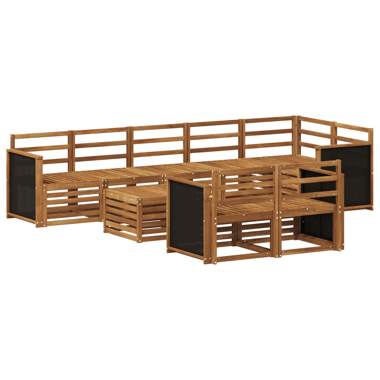 vidaXL Sofa-Sets 9 pcs Natuurlijk en Crème Massief Acaciahout
