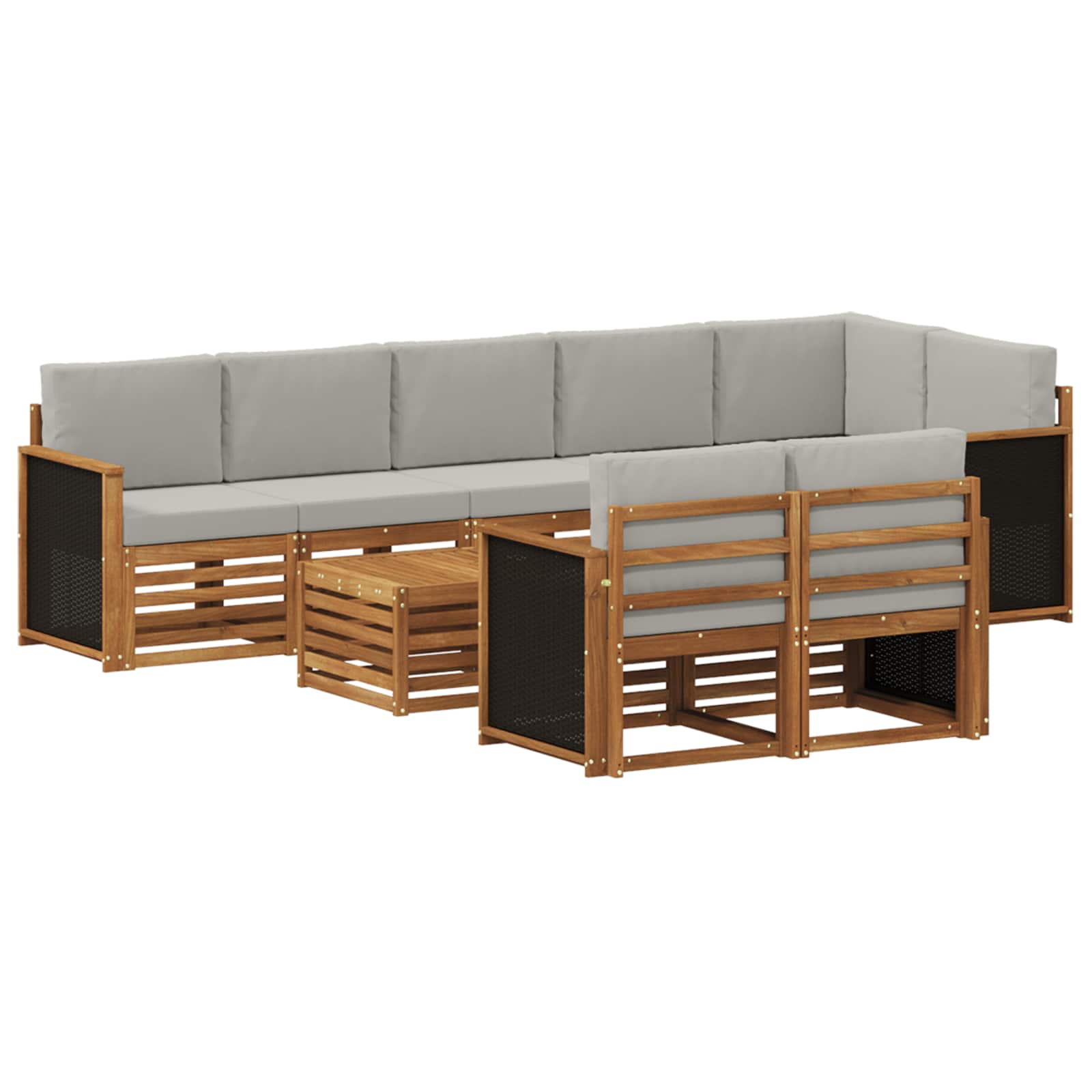 vidaXL Sofa-Sets 9 pcs Natuurlijk en Crème Massief Acaciahout