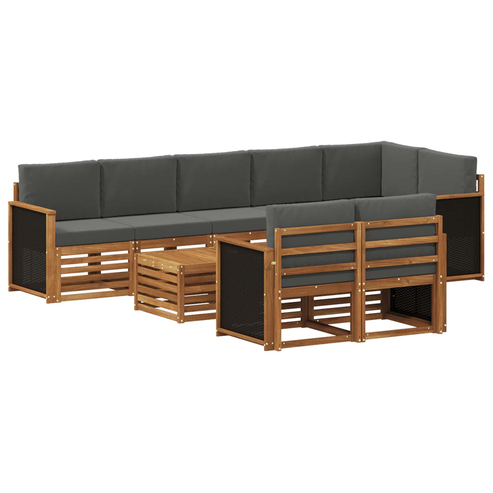 vidaXL Sofa-Sets 9 pcs Natuurlijk en Crème Massief Acaciahout