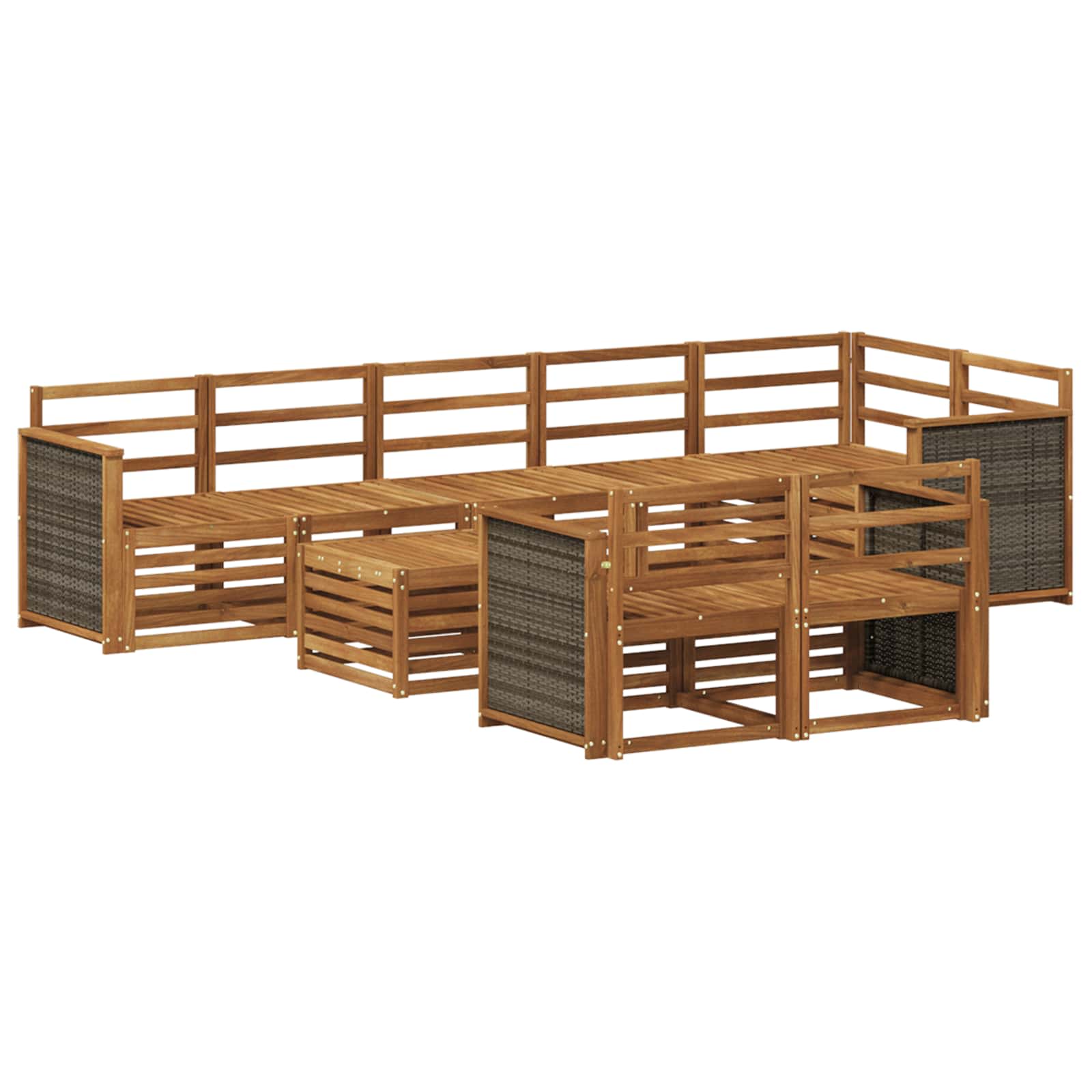 vidaXL Sofa-Sets 9 pcs Natuurlijk en Crème Massief Acaciahout