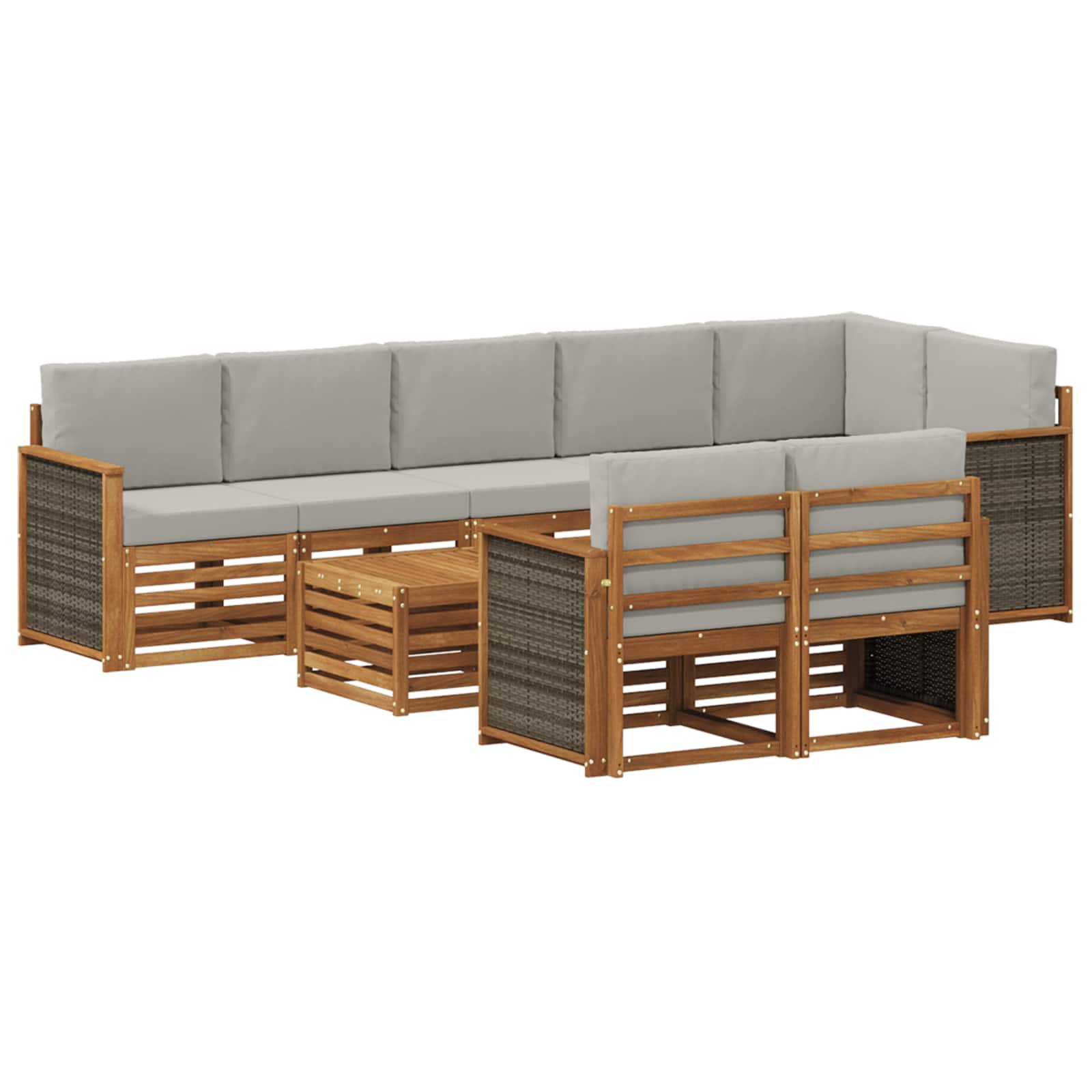 vidaXL Sofa-Sets 9 pcs Natuurlijk en Crème Massief Acaciahout