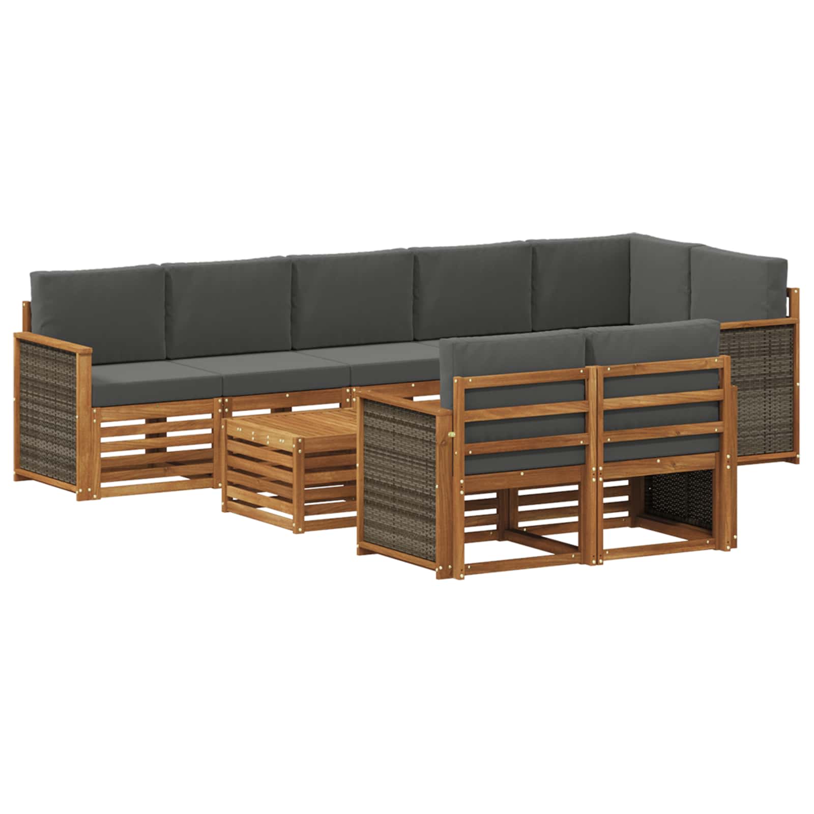 vidaXL Sofa-Sets 9 pcs Natuurlijk en Crème Massief Acaciahout