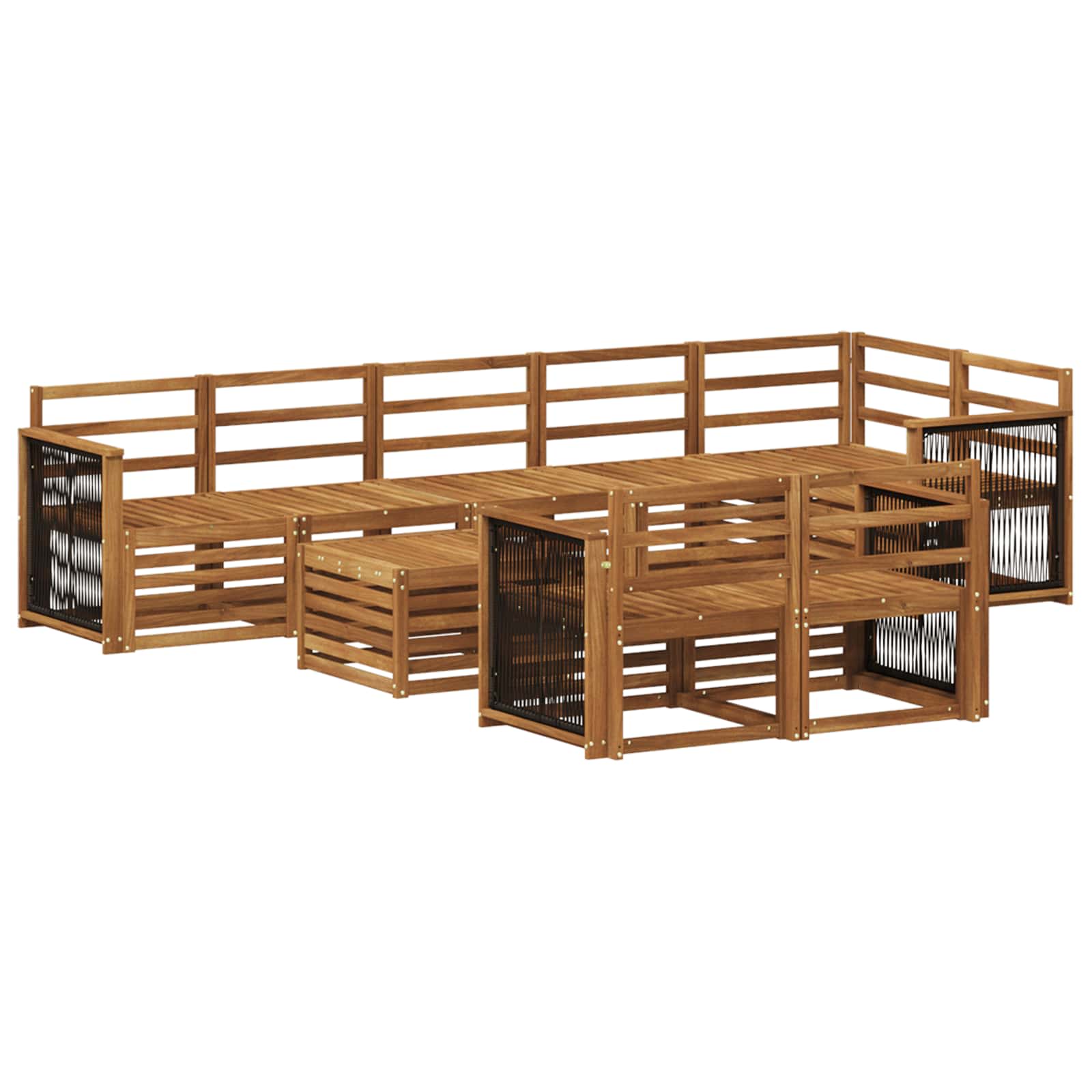 vidaXL Sofa-Sets 9 pcs Natuurlijk en Crème Massief Acaciahout