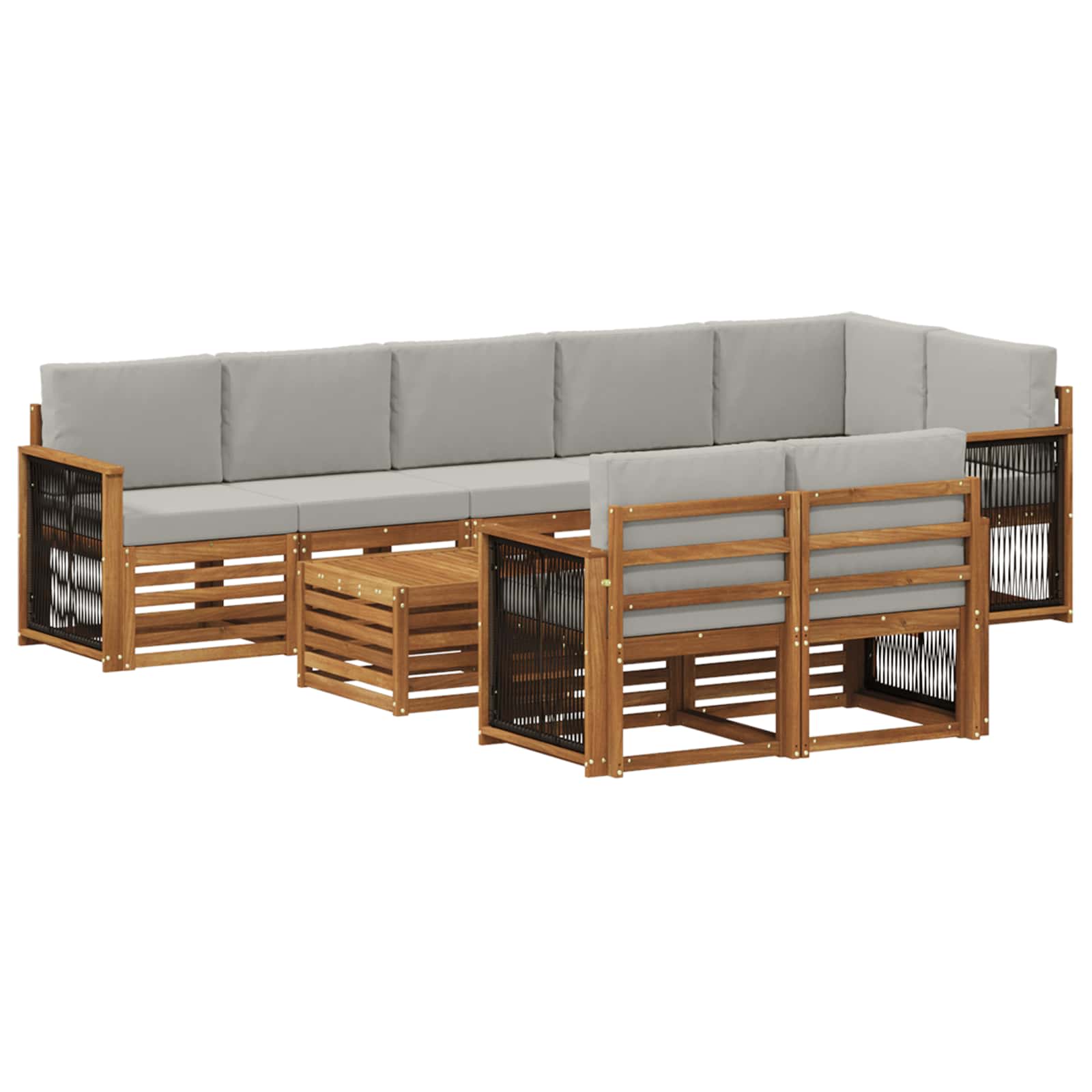 vidaXL Sofa-Sets 9 pcs Natuurlijk en Crème Massief Acaciahout