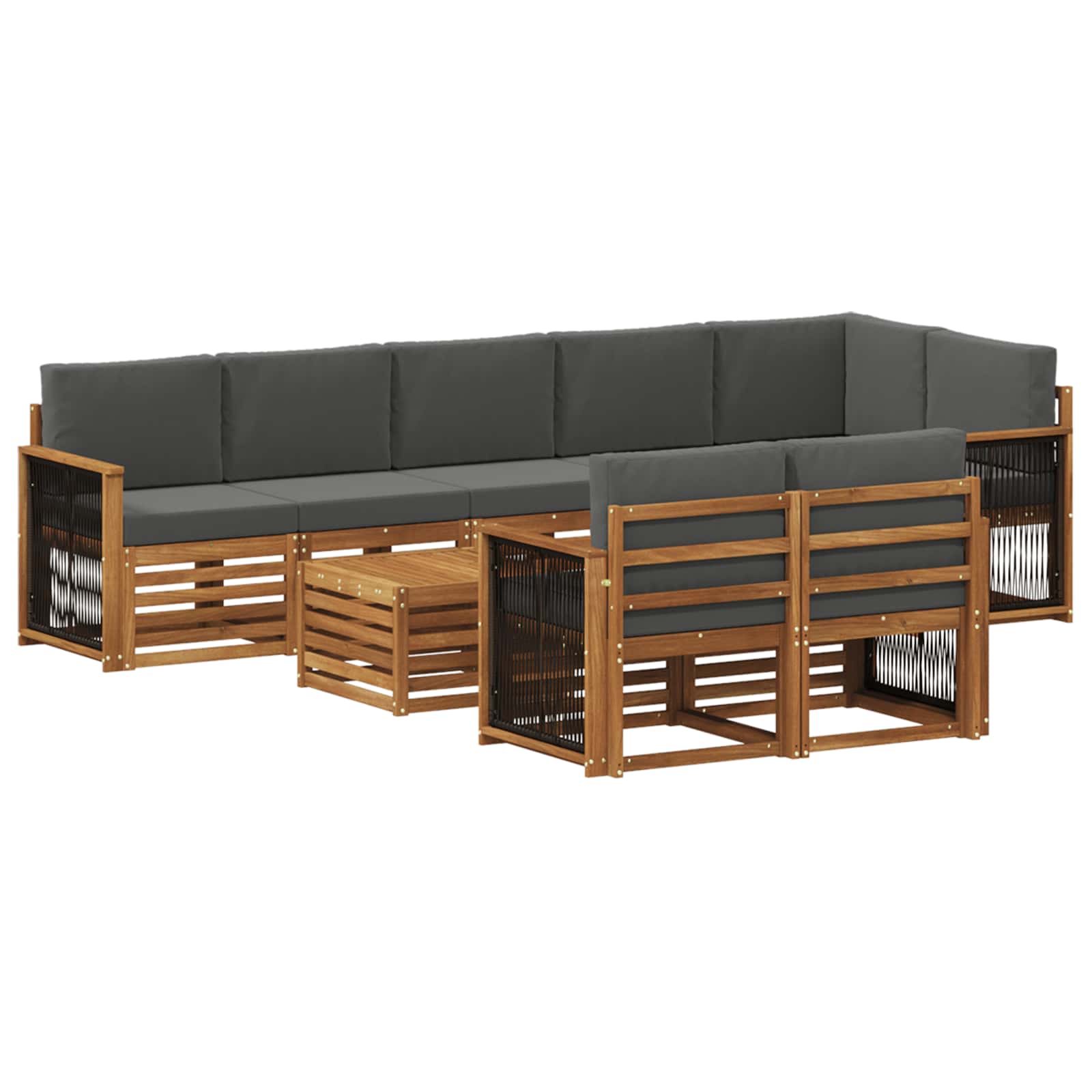 vidaXL Sofa-Sets 9 pcs Natuurlijk en Crème Massief Acaciahout
