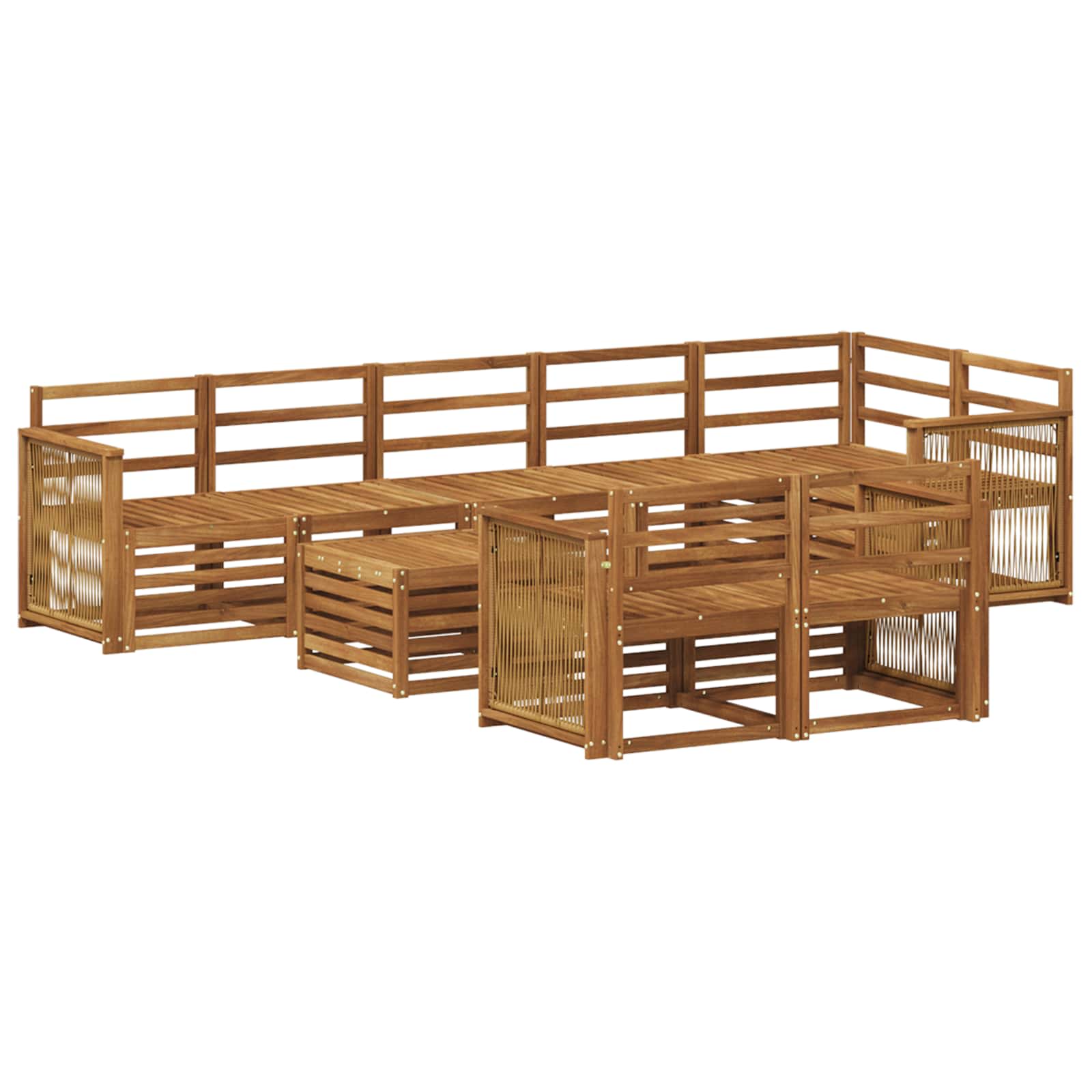 vidaXL Sofa-Sets 9 pcs Natuurlijk en Crème Massief Acaciahout