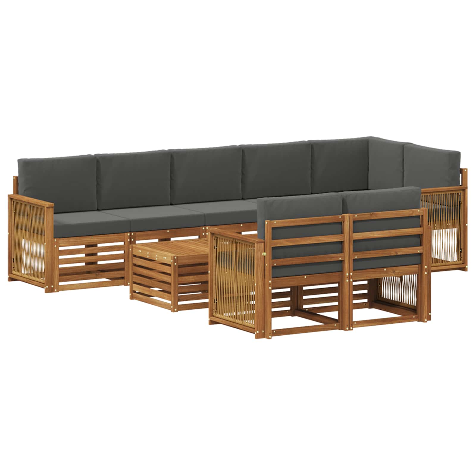 vidaXL Sofa-Sets 9 pcs Natuurlijk en Crème Massief Acaciahout