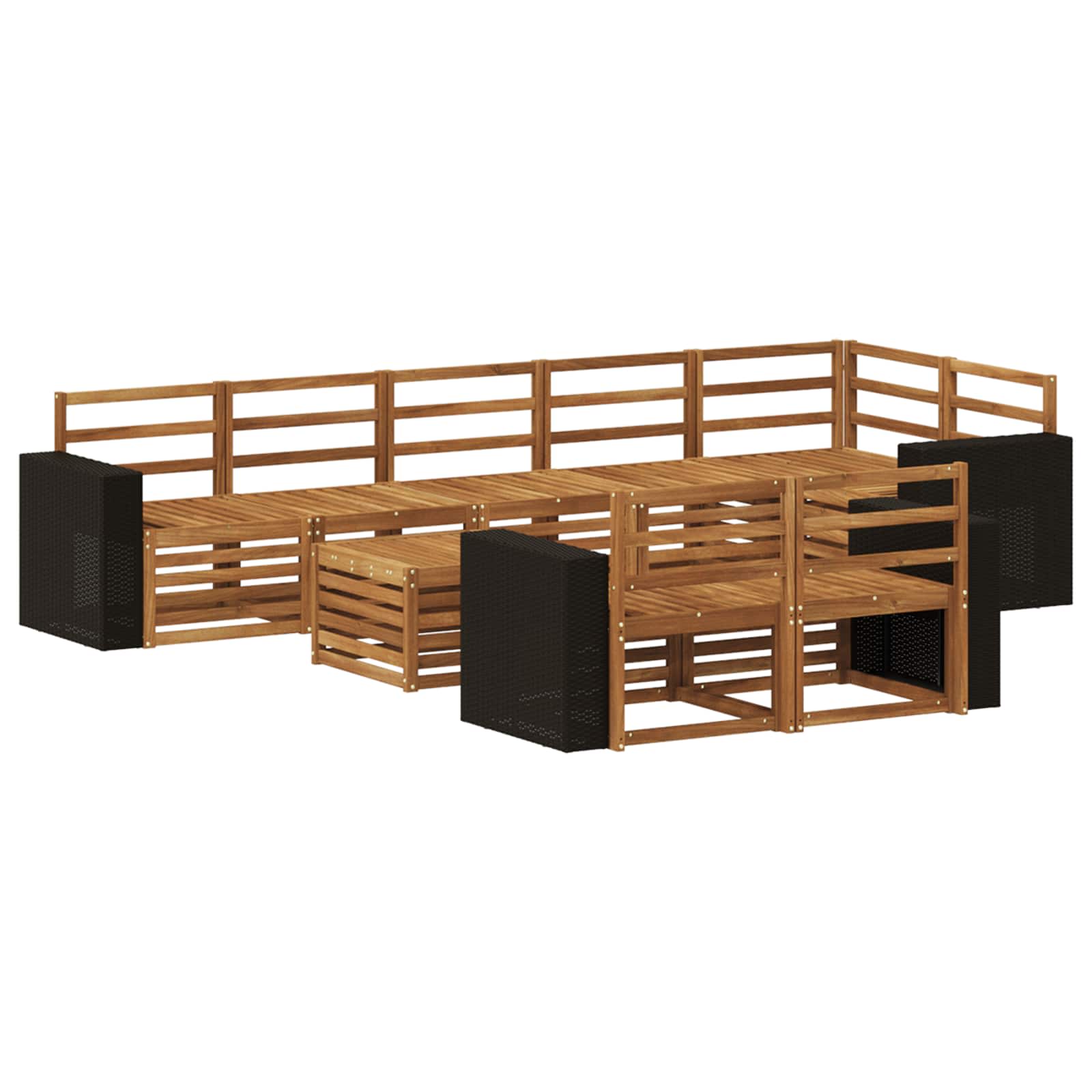 vidaXL Sofa-Sets 9 pcs Natuurlijk en Crème Massief Acaciahout