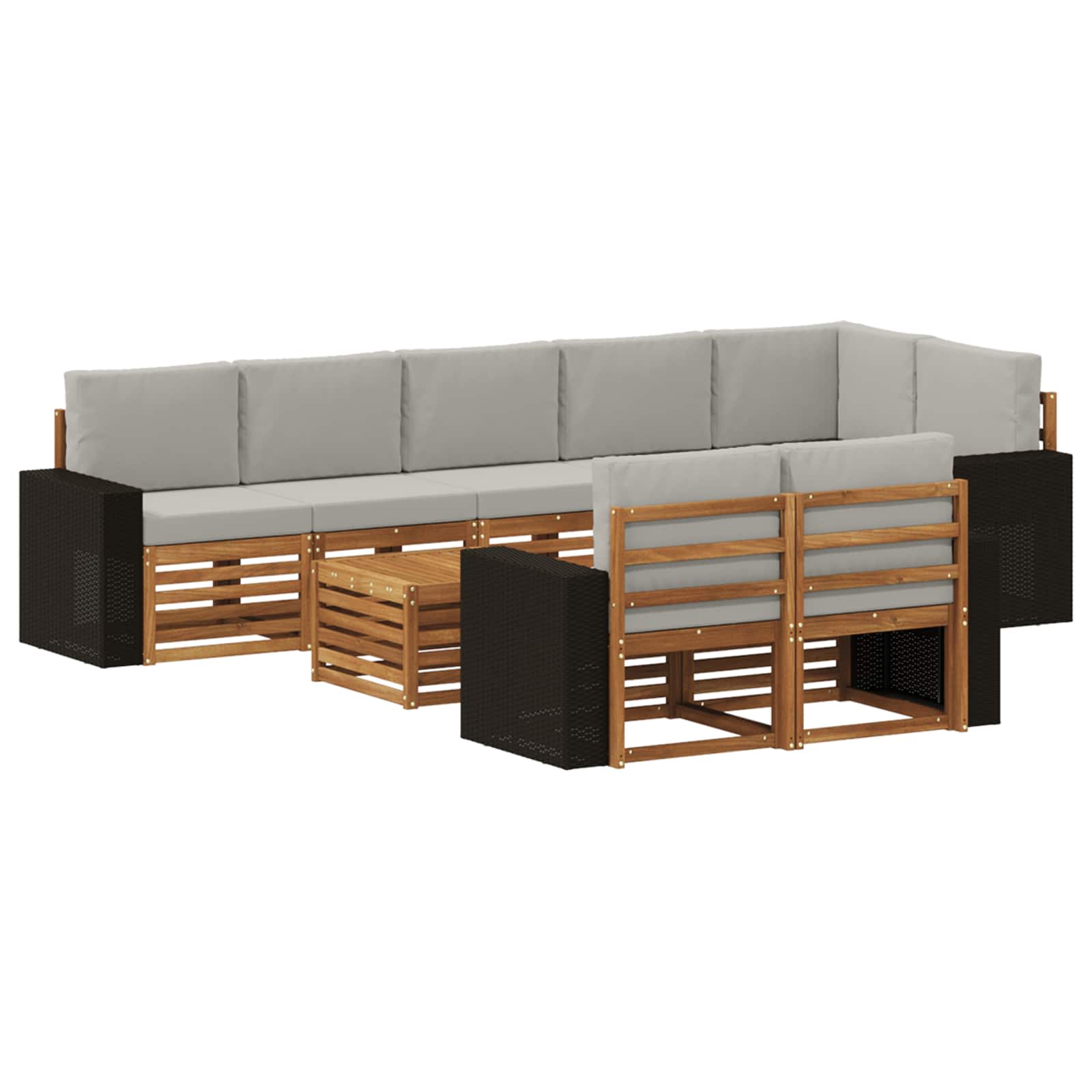 vidaXL Sofa-Sets 9 pcs Natuurlijk en Crème Massief Acaciahout