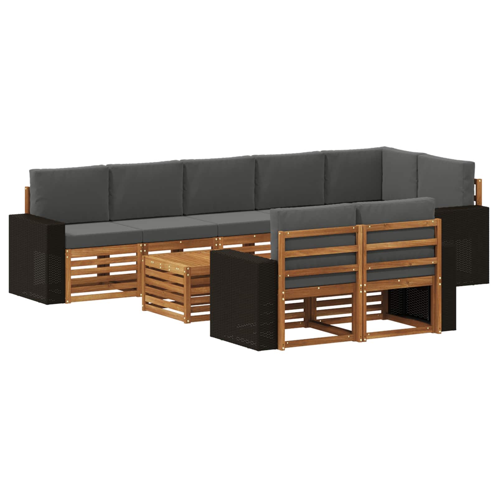 vidaXL Sofa-Sets 9 pcs Natuurlijk en Crème Massief Acaciahout