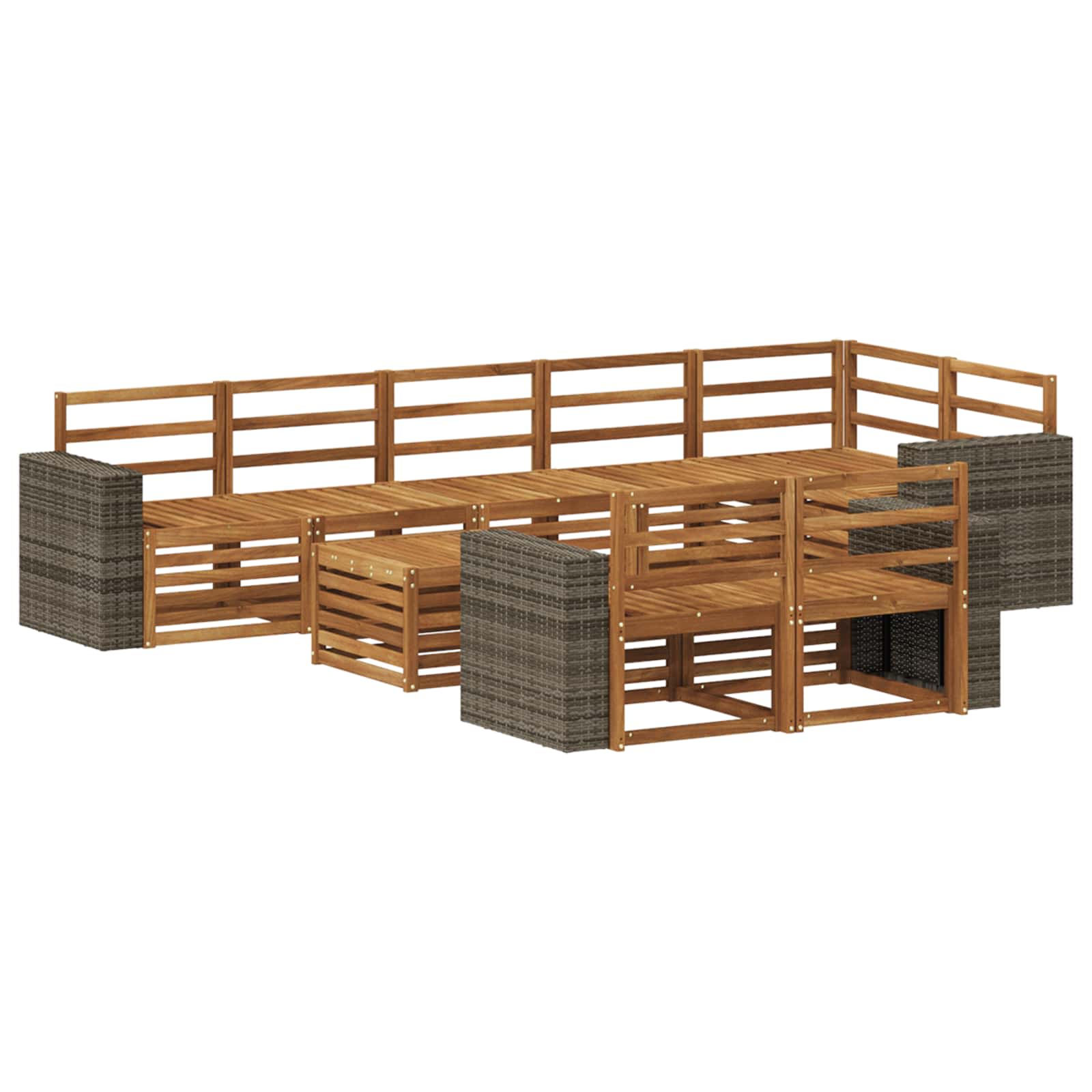 vidaXL Sofa-Sets 9 pcs Natuurlijk en Crème Massief Acaciahout