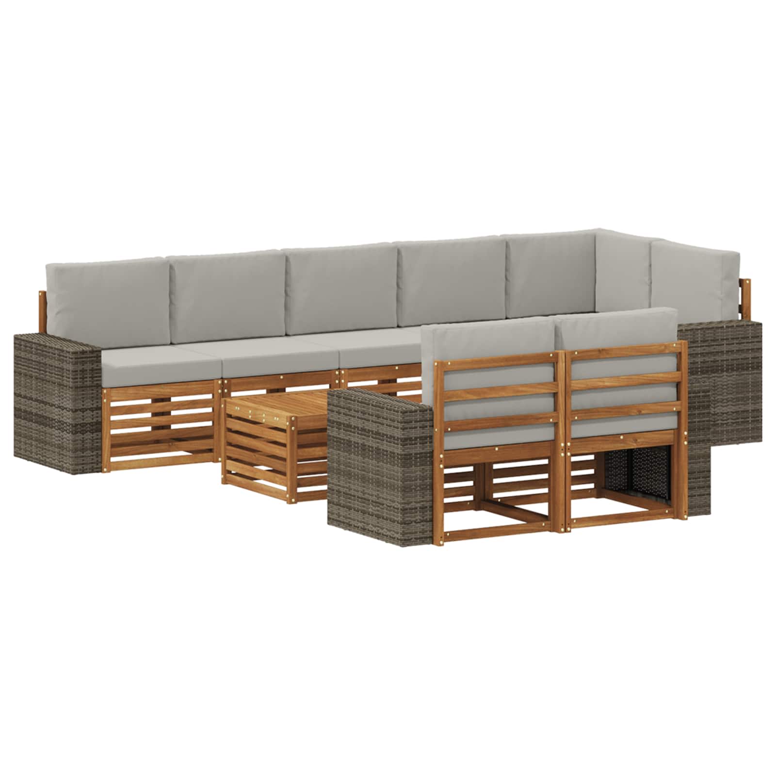vidaXL Sofa-Sets 9 pcs Natuurlijk en Crème Massief Acaciahout