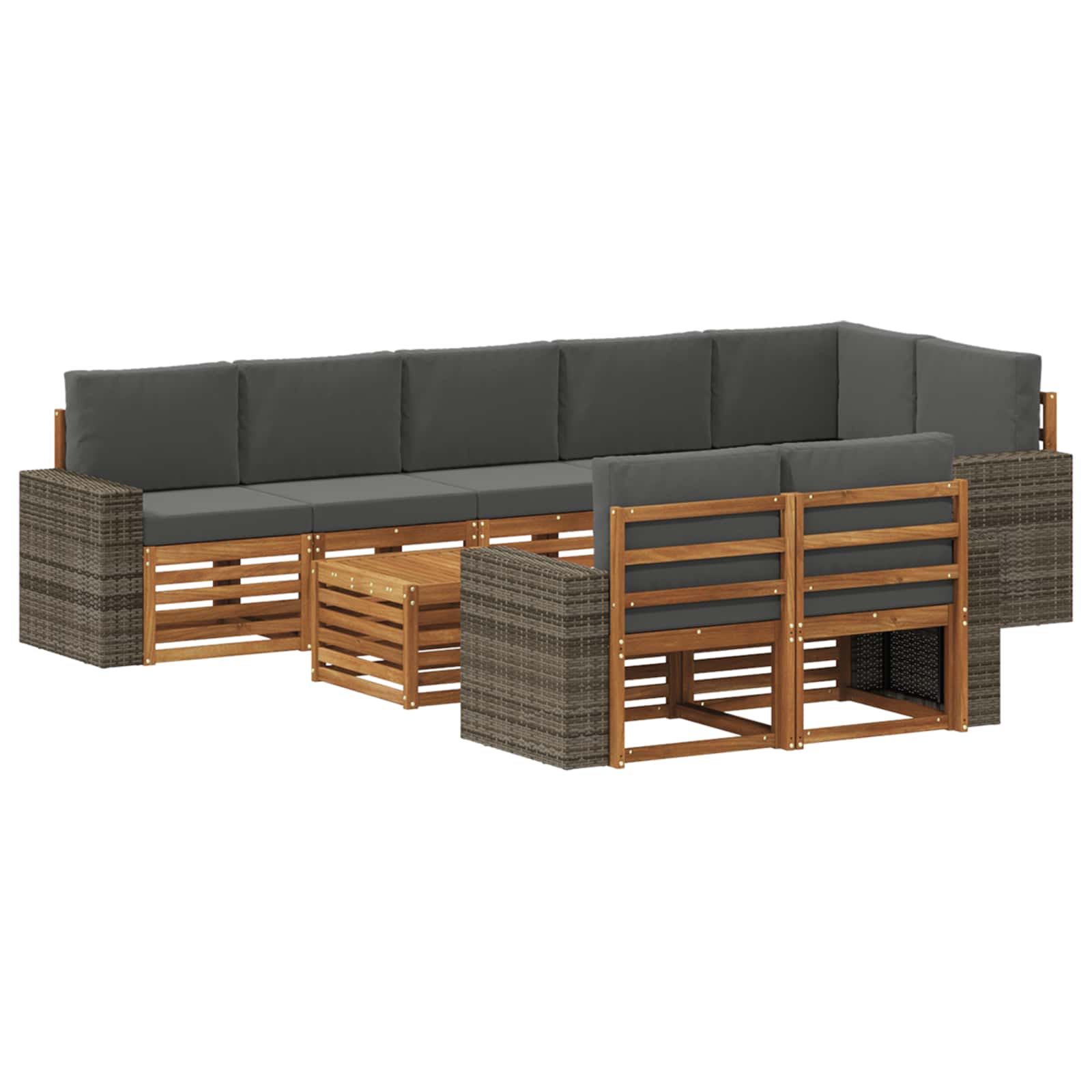 vidaXL Sofa-Sets 9 pcs Natuurlijk en Crème Massief Acaciahout