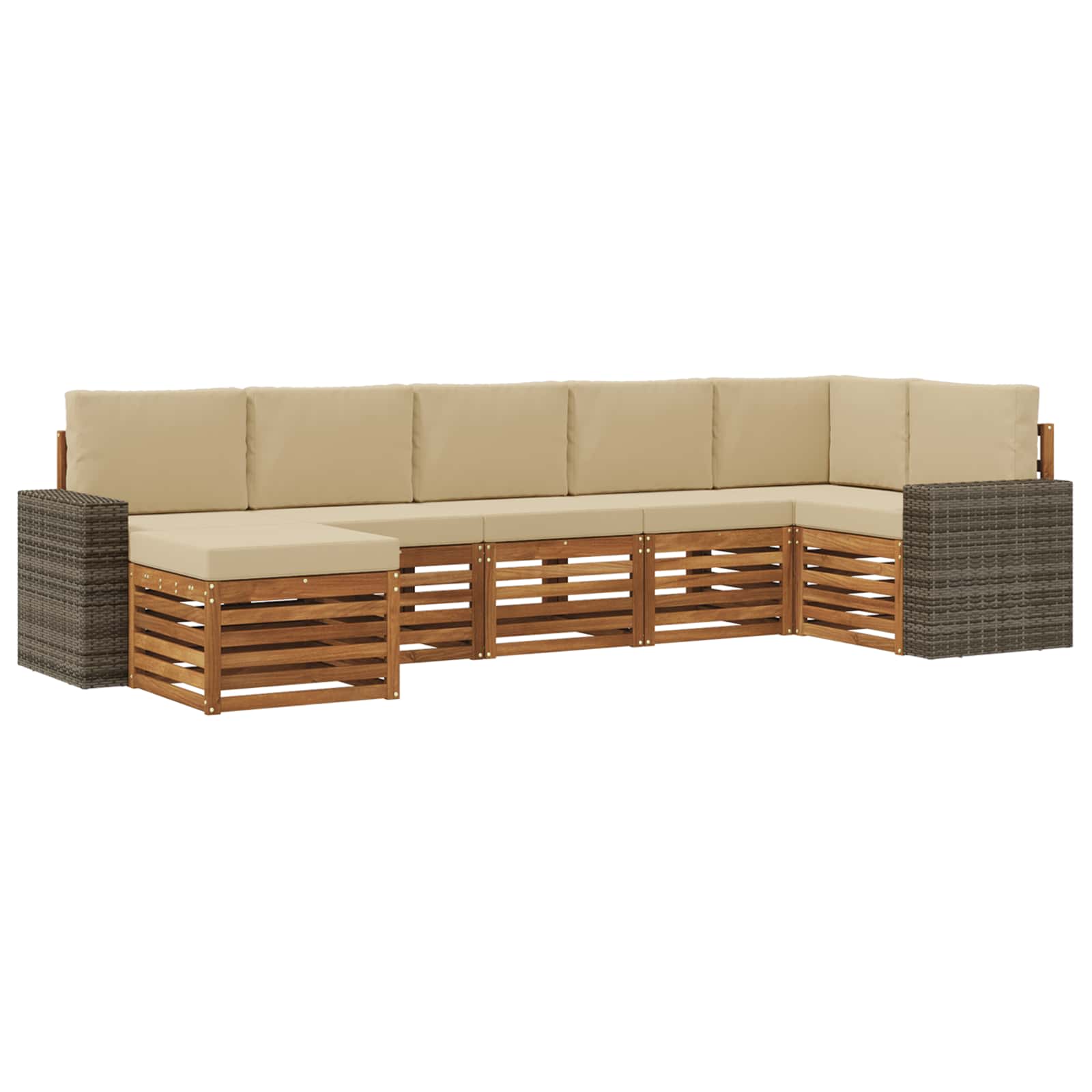 vidaXL Sofa-Sets 7 pcs Naturel Massief Acaciahout