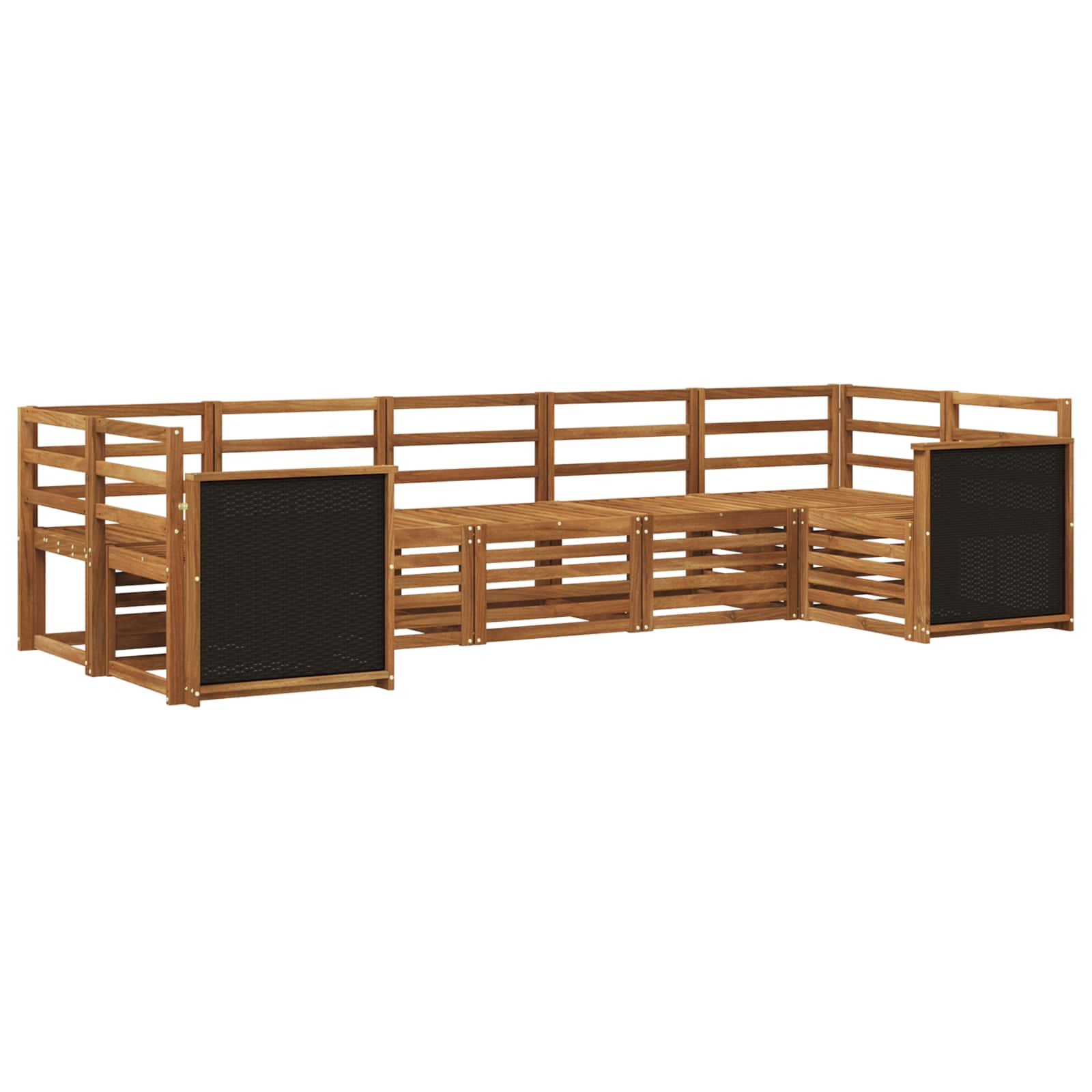 vidaXL Sofa-Sets 7 pcs Natuurlijk en Crème Massief Acaciahout