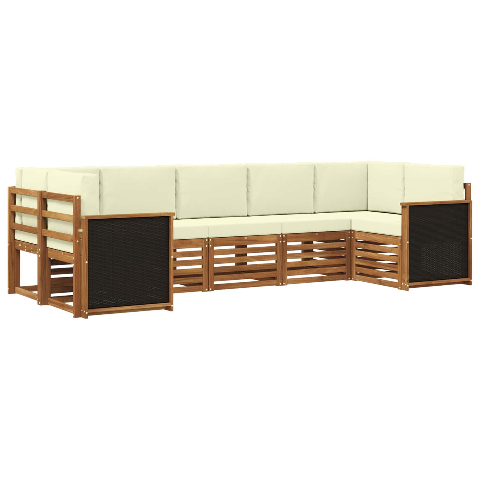 vidaXL Sofa-Sets 7 pcs Natuurlijk en Crème Massief Acaciahout