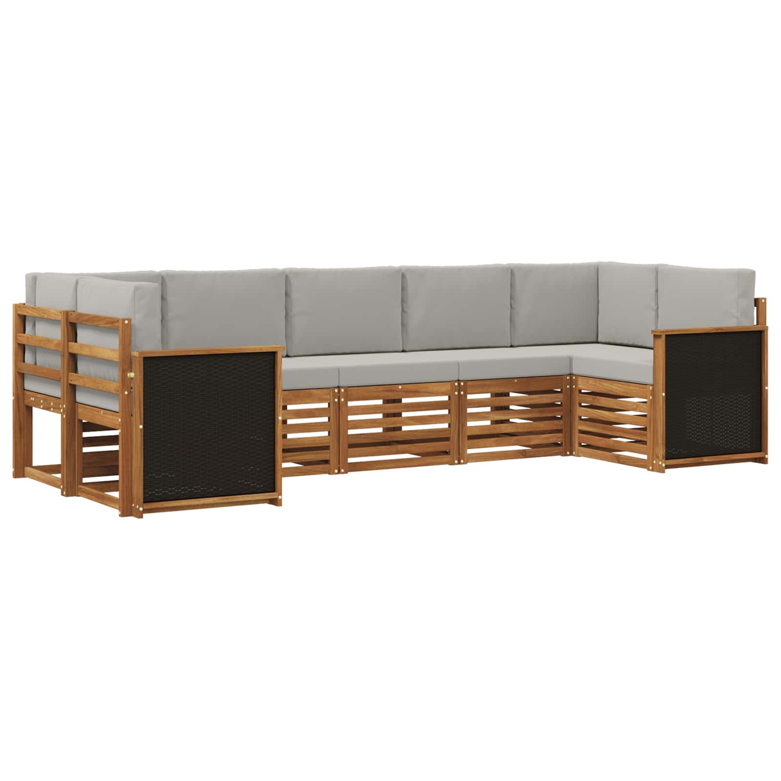 vidaXL Sofa-Sets 7 pcs Natuurlijk en Crème Massief Acaciahout