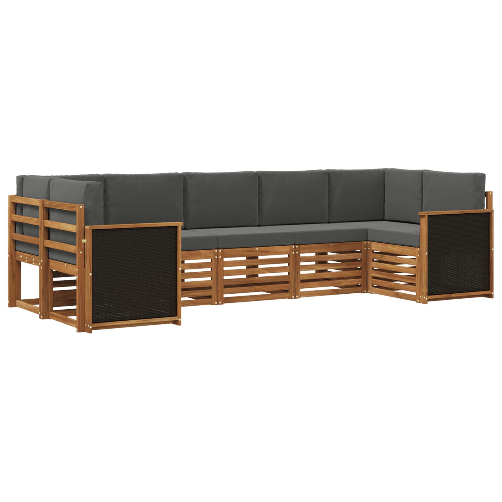 vidaXL Sofa-Sets 7 pcs Natuurlijk en Crème Massief Acaciahout