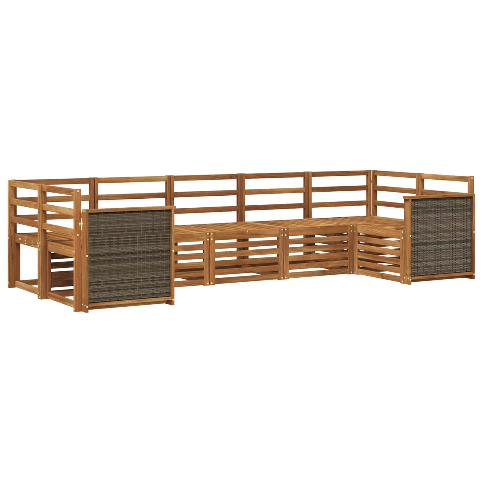 vidaXL Sofa-Sets 7 pcs Natuurlijk en Crème Massief Acaciahout