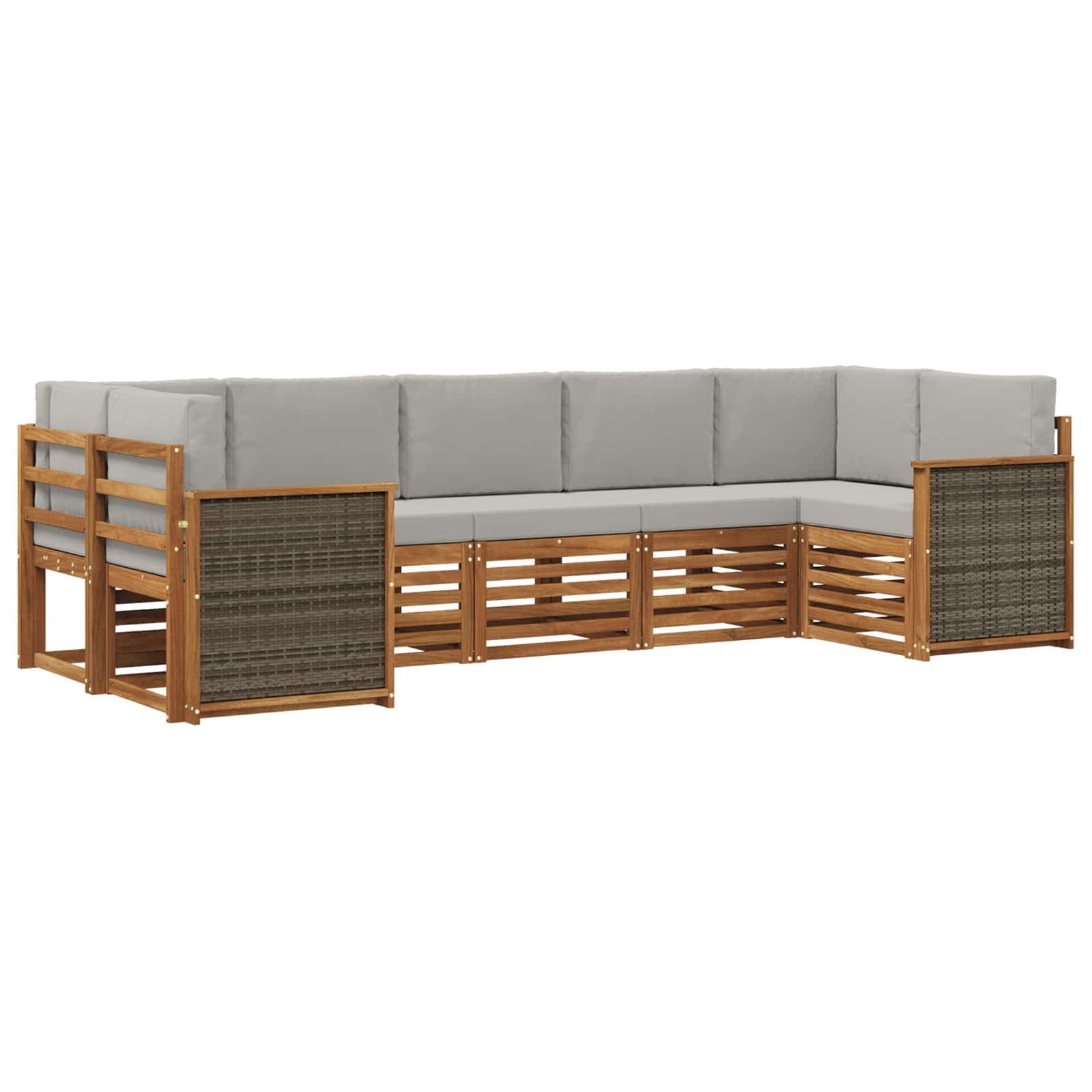 vidaXL Sofa-Sets 7 pcs Natuurlijk en Crème Massief Acaciahout