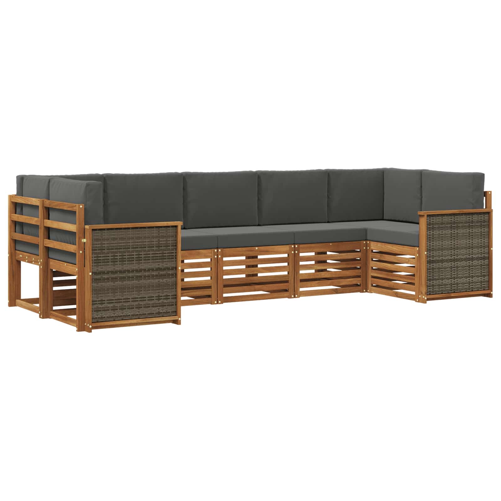 vidaXL Sofa-Sets 7 pcs Natuurlijk en Crème Massief Acaciahout