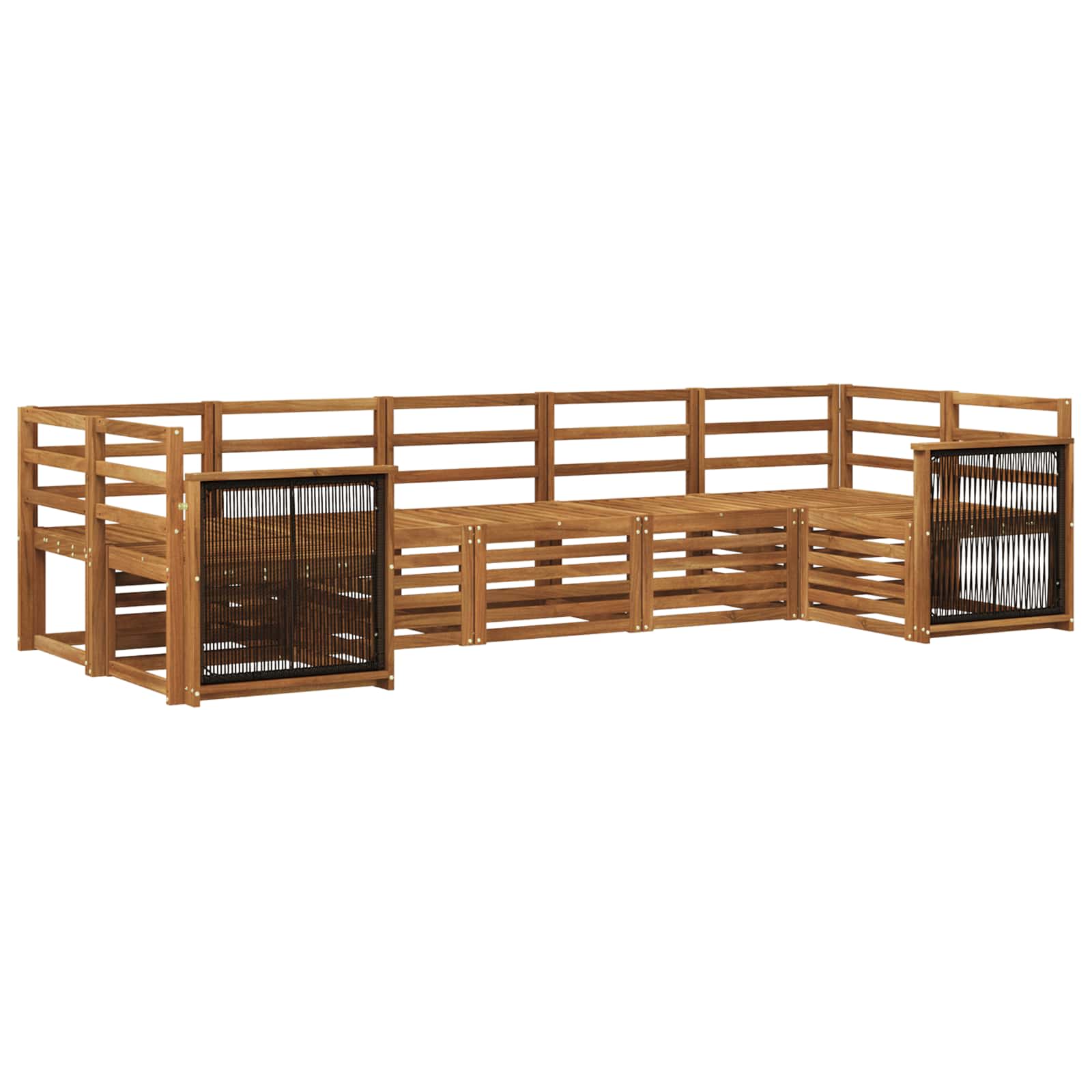 vidaXL Sofa-Sets 7 pcs Natuurlijk en Crème Massief Acaciahout