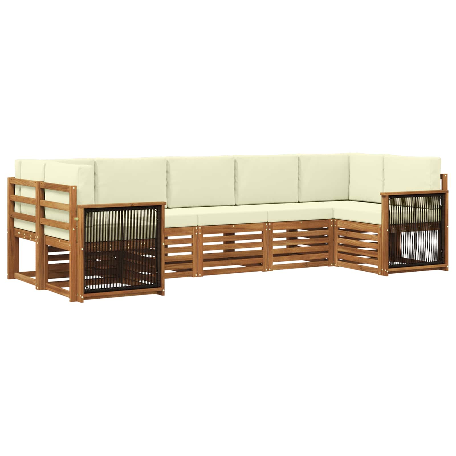 vidaXL Sofa-Sets 7 pcs Natuurlijk en Crème Massief Acaciahout