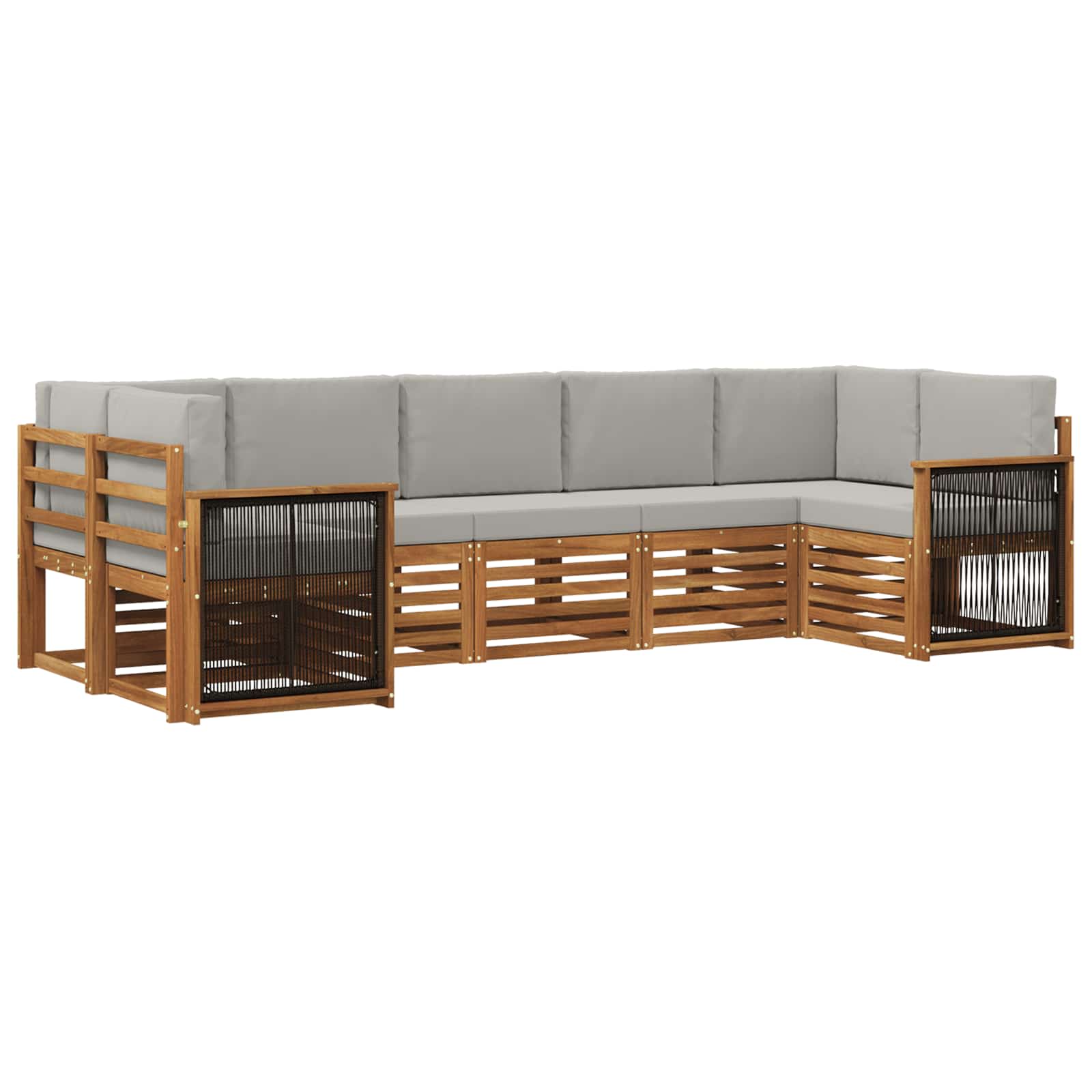 vidaXL Sofa-Sets 7 pcs Natuurlijk en Crème Massief Acaciahout