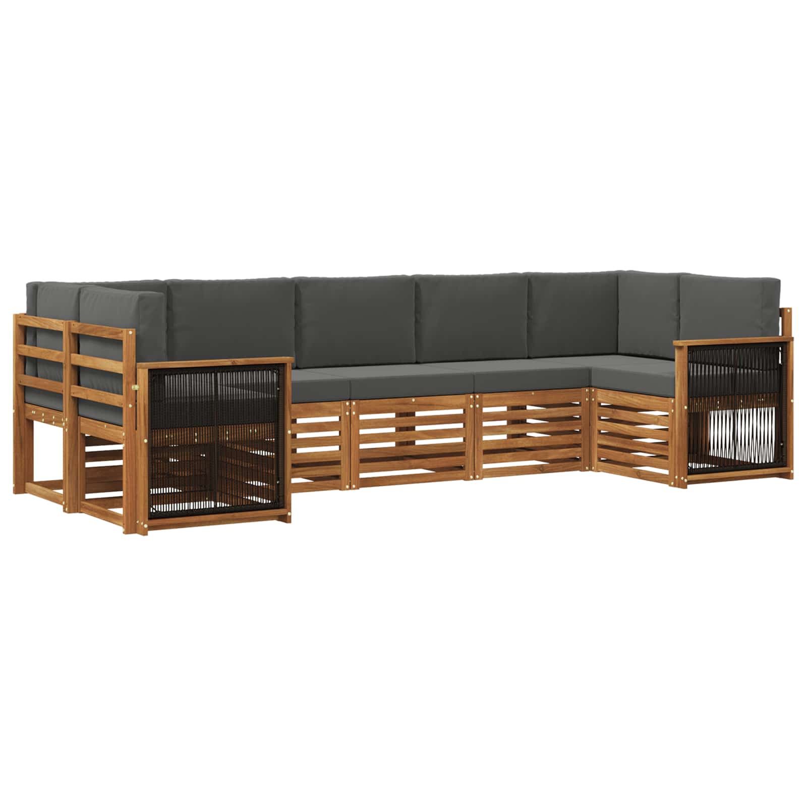 vidaXL Sofa-Sets 7 pcs Natuurlijk en Crème Massief Acaciahout