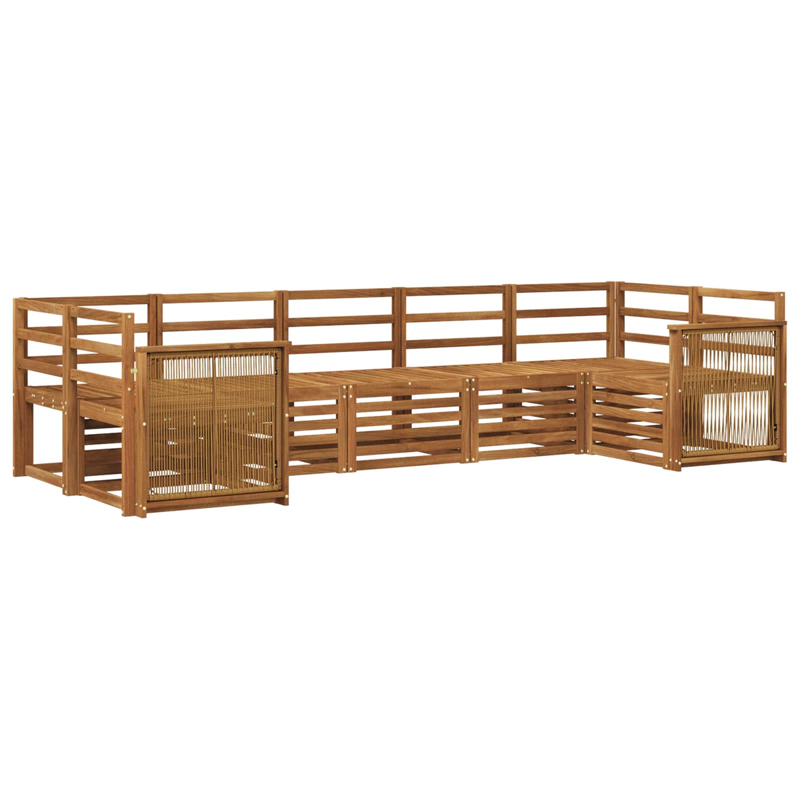 vidaXL Sofa-Sets 7 pcs Natuurlijk en Crème Massief Acaciahout