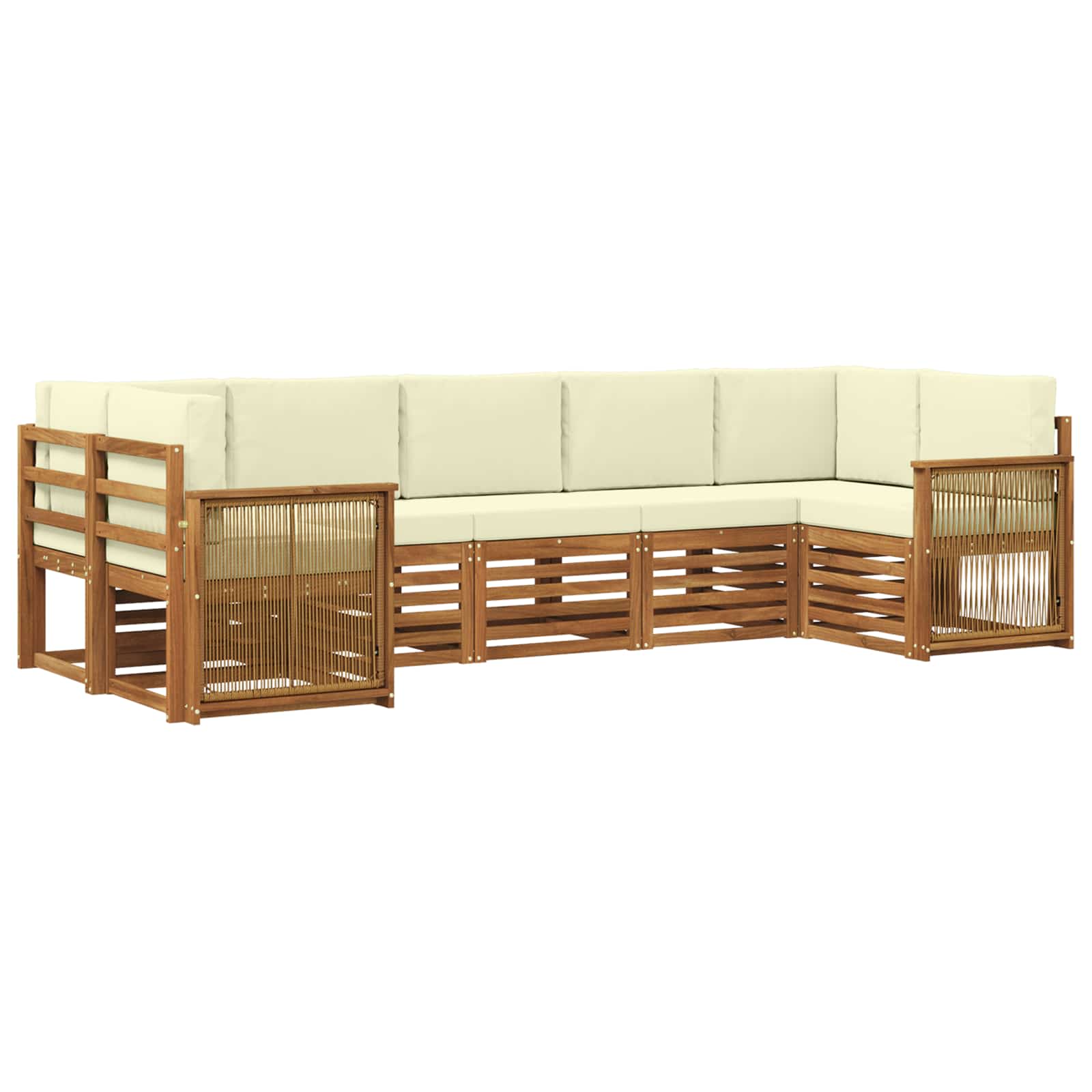 vidaXL Sofa-Sets 7 pcs Natuurlijk en Crème Massief Acaciahout