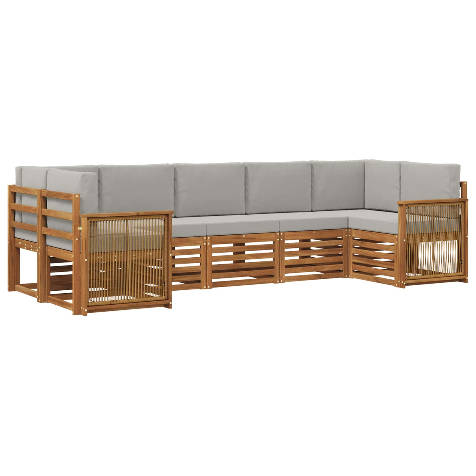 vidaXL Sofa-Sets 7 pcs Natuurlijk en Crème Massief Acaciahout