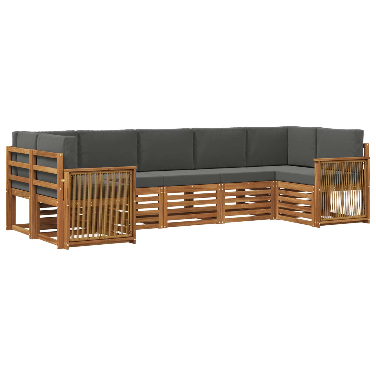 vidaXL Sofa-Sets 7 pcs Natuurlijk en Crème Massief Acaciahout