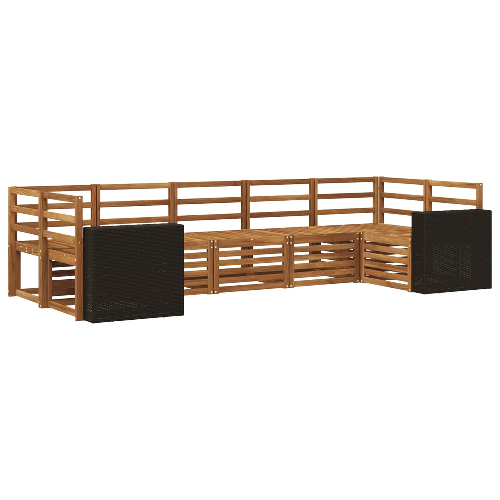 vidaXL Sofa-Sets 7 pcs Natuurlijk en Crème Massief Acaciahout