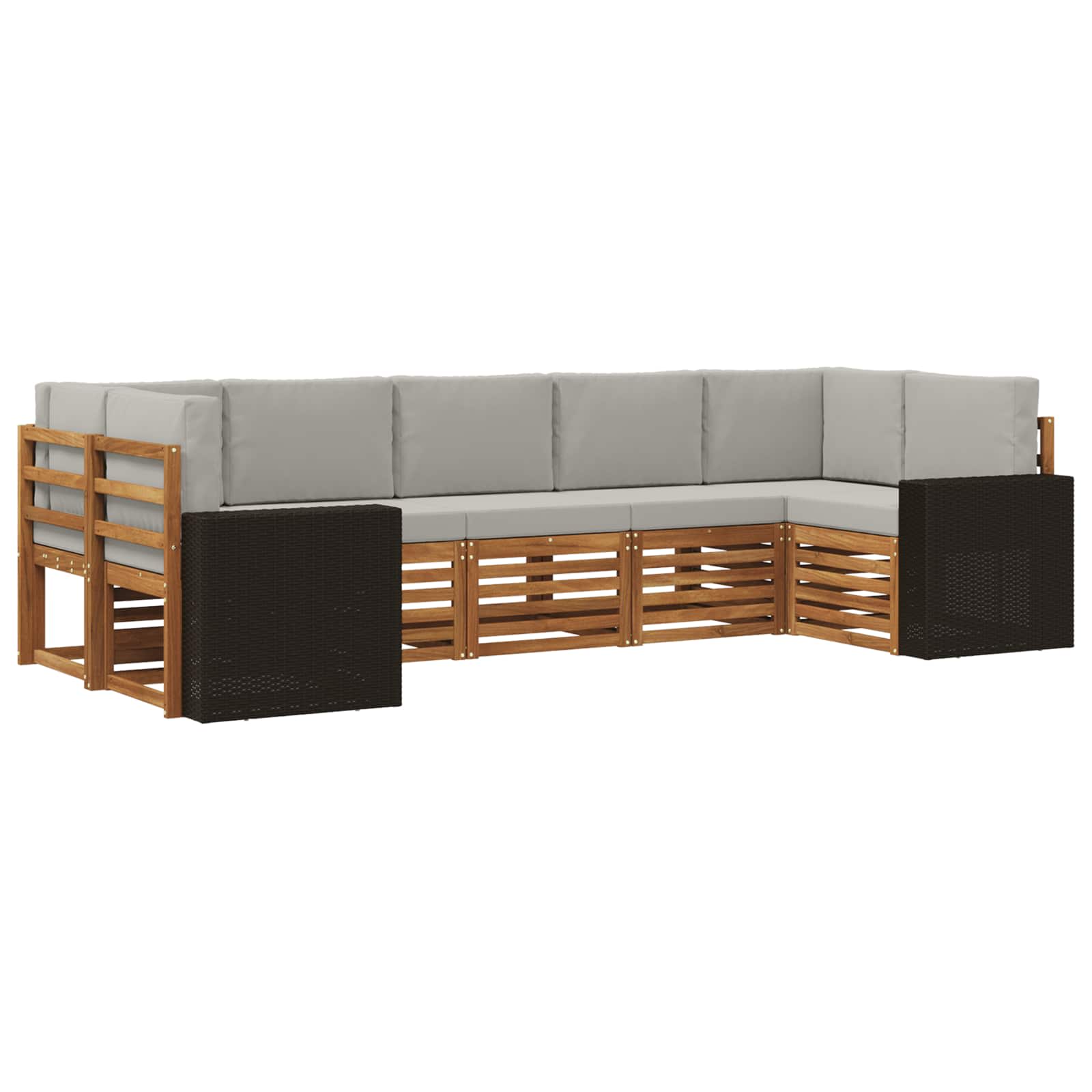 vidaXL Sofa-Sets 7 pcs Natuurlijk en Crème Massief Acaciahout