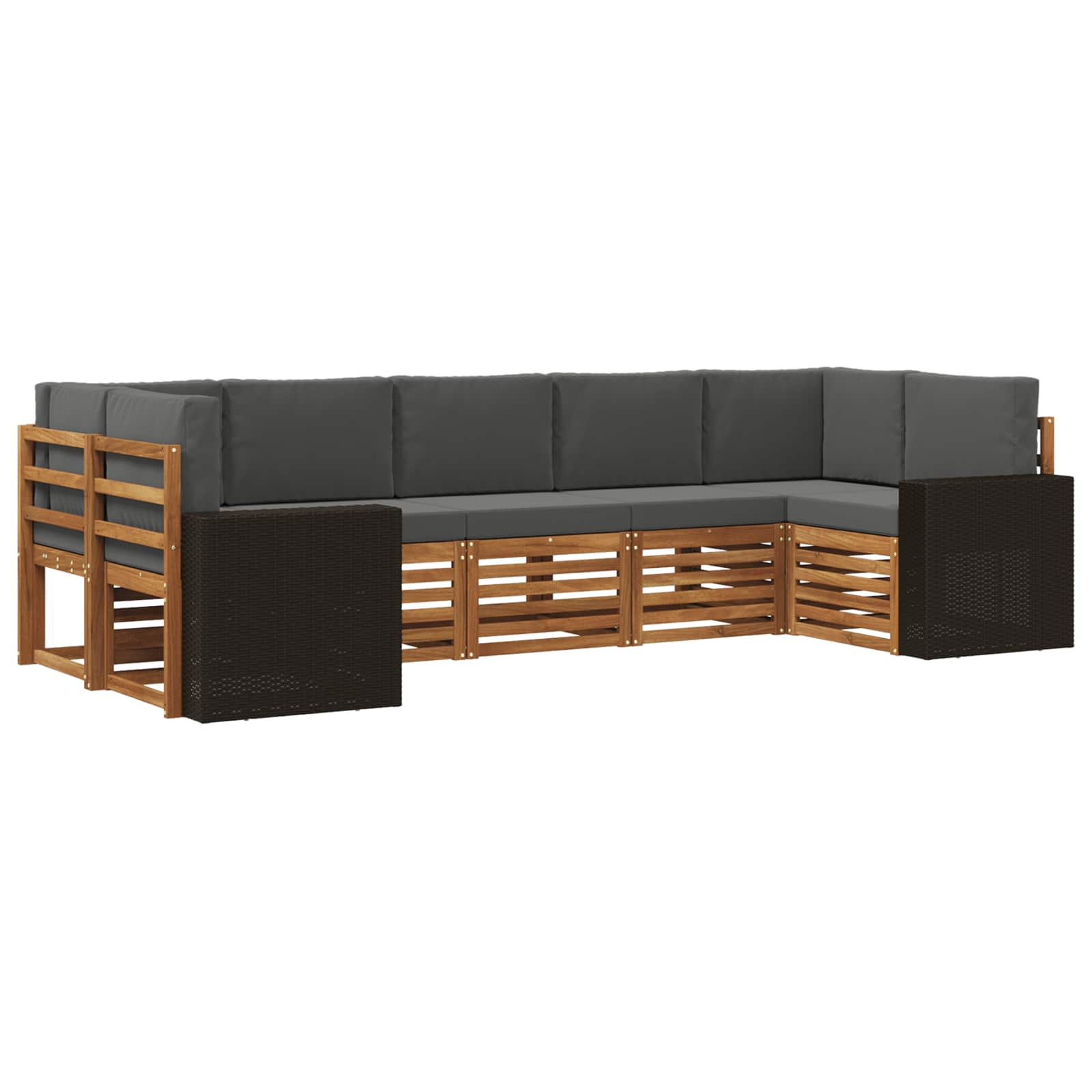 vidaXL Sofa-Sets 7 pcs Natuurlijk en Crème Massief Acaciahout