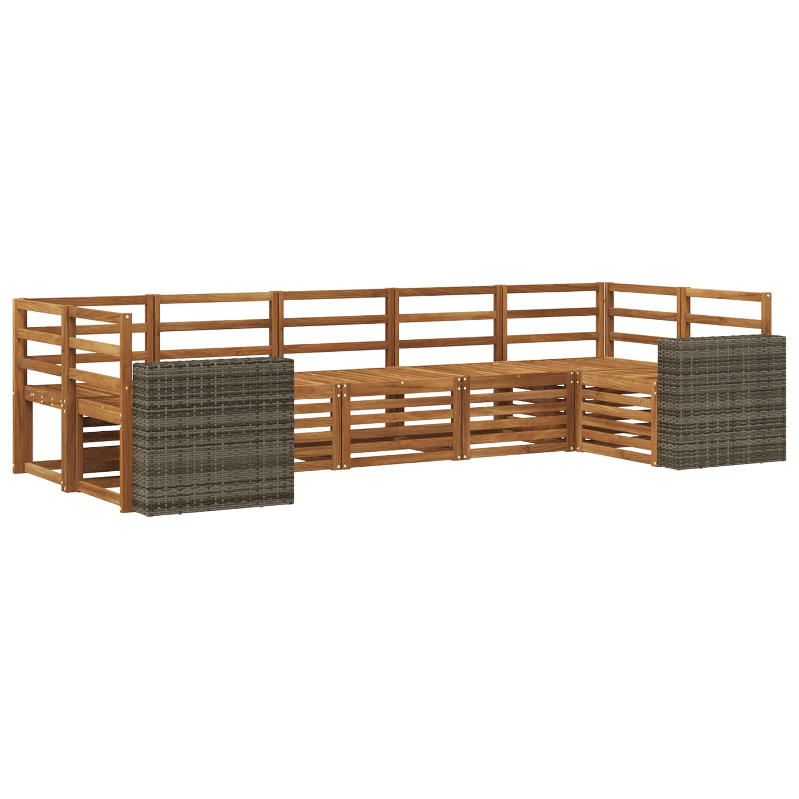 vidaXL Sofa-Sets 7 pcs Natuurlijk en Crème Massief Acaciahout