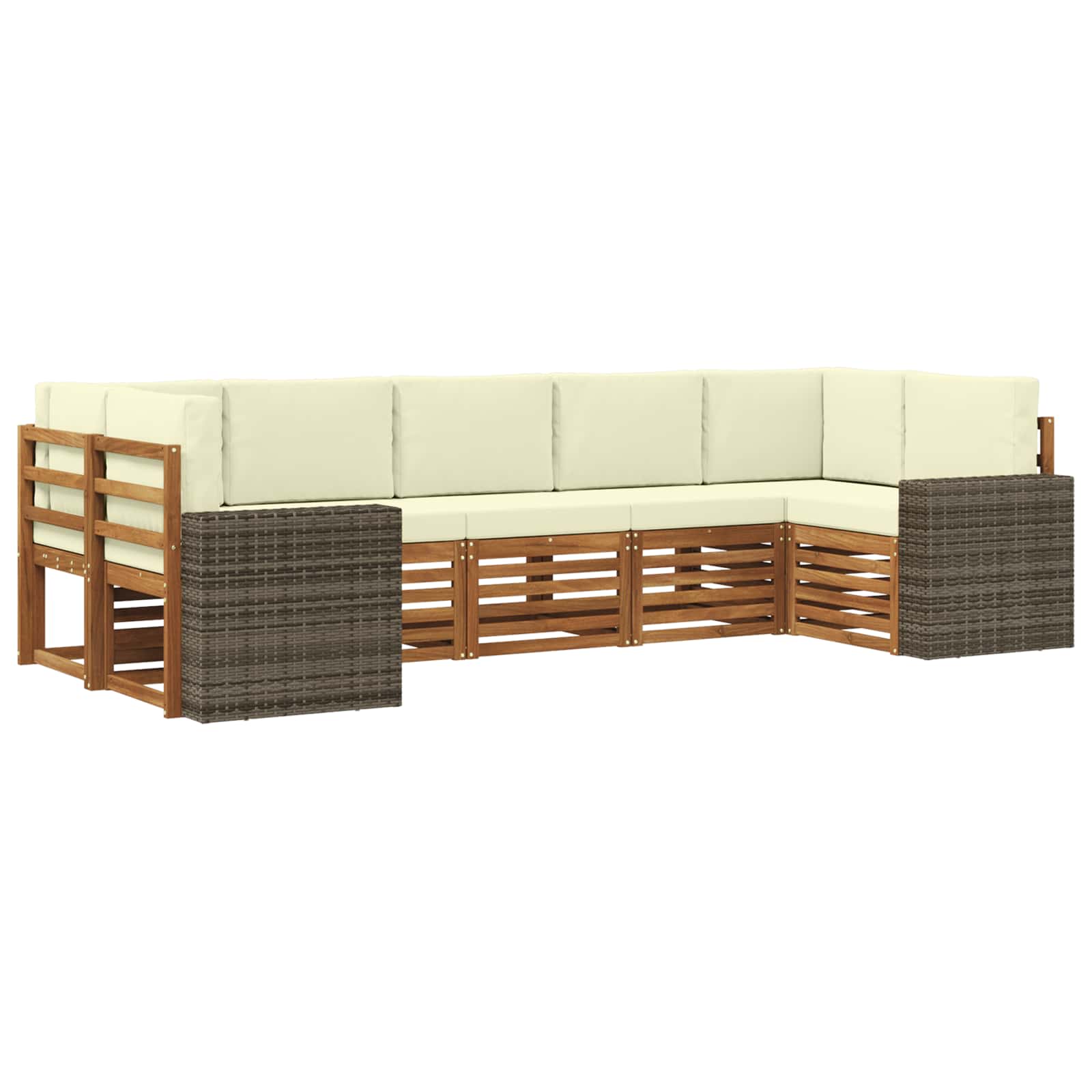 vidaXL Sofa-Sets 7 pcs Natuurlijk en Crème Massief Acaciahout