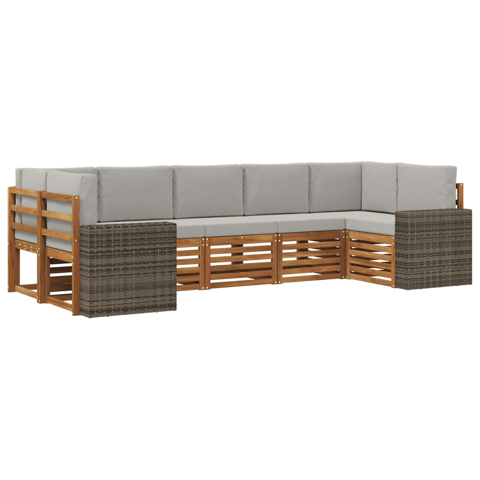 vidaXL Sofa-Sets 7 pcs Natuurlijk en Crème Massief Acaciahout