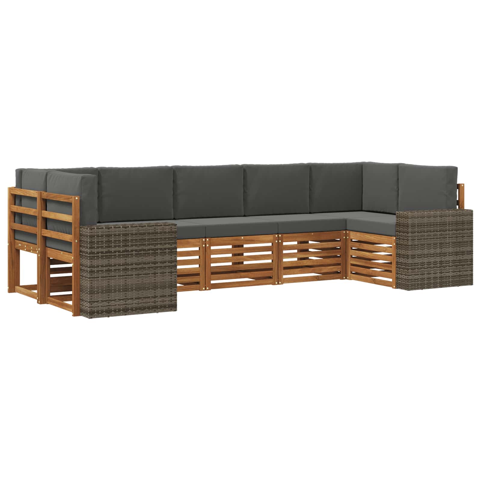 vidaXL Sofa-Sets 7 pcs Natuurlijk en Crème Massief Acaciahout