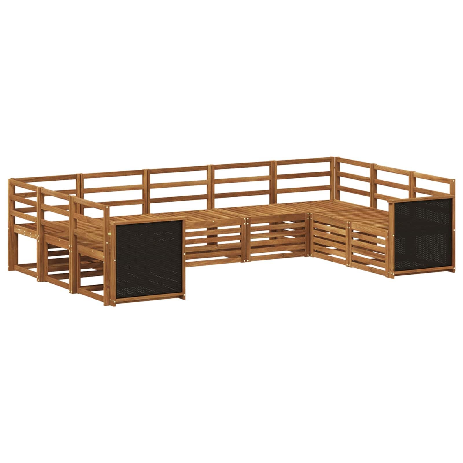 vidaXL Sofa-Sets 9 pcs Natuurlijk en Crème Massief Acaciahout