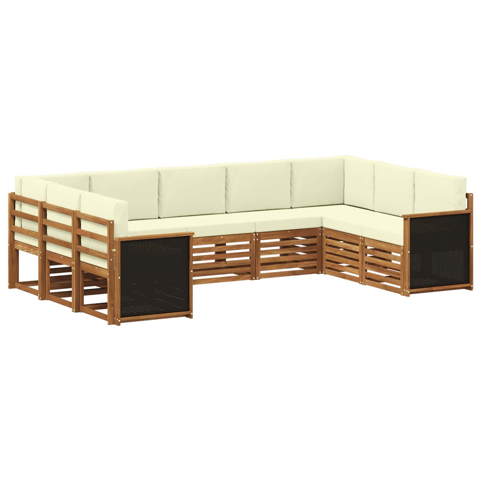 vidaXL Sofa-Sets 9 pcs Natuurlijk en Crème Massief Acaciahout