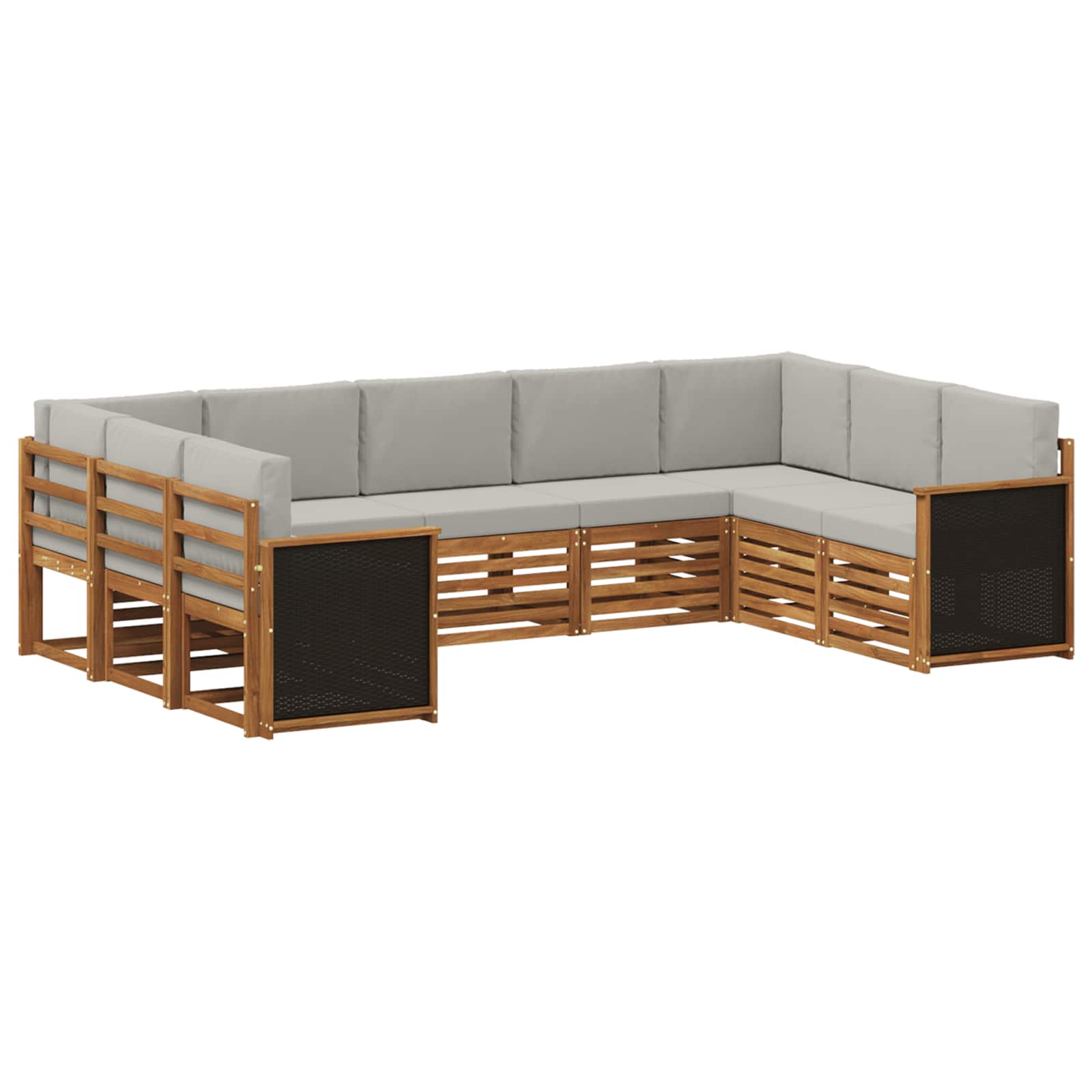 vidaXL Sofa-Sets 9 pcs Natuurlijk en Crème Massief Acaciahout