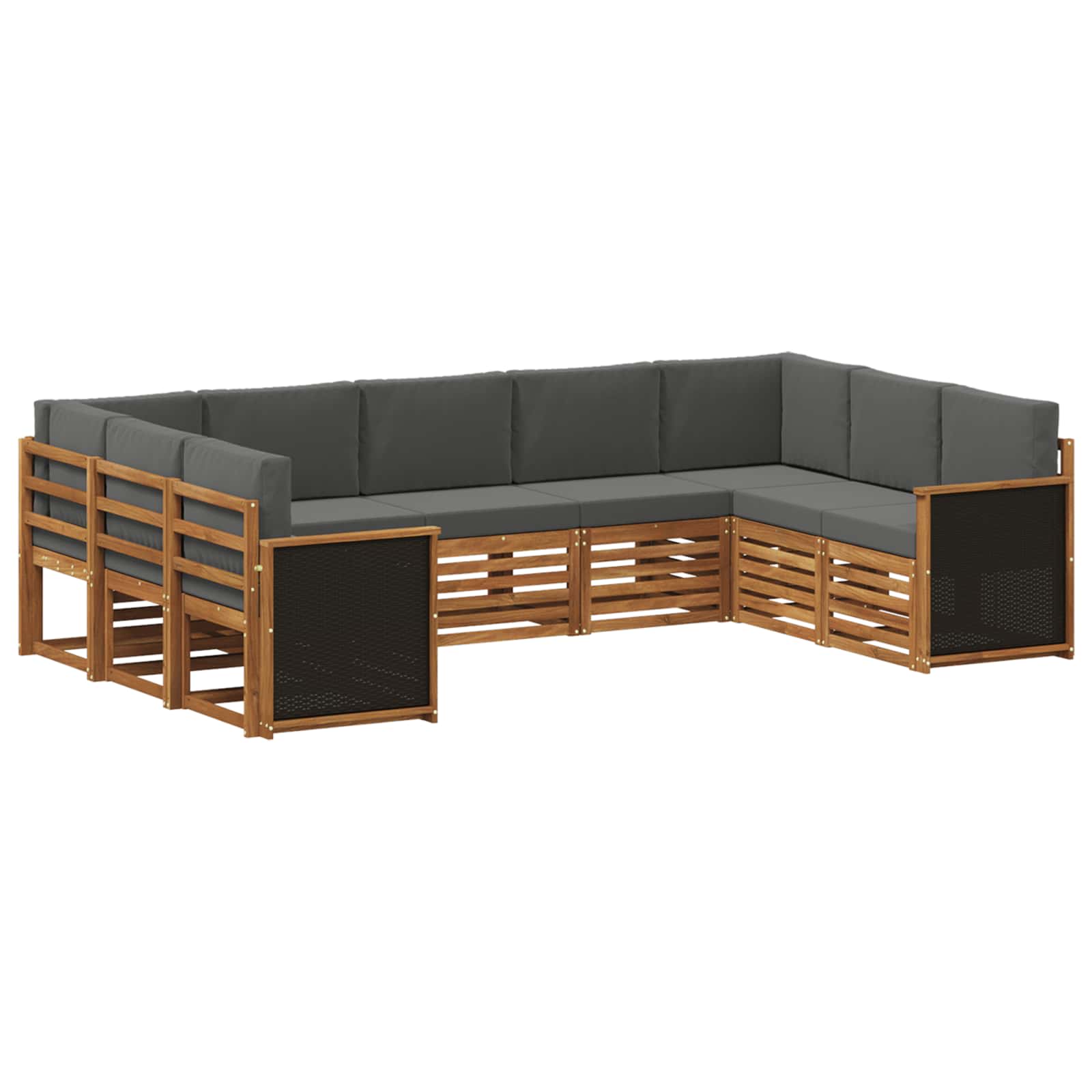vidaXL Sofa-Sets 9 pcs Natuurlijk en Crème Massief Acaciahout