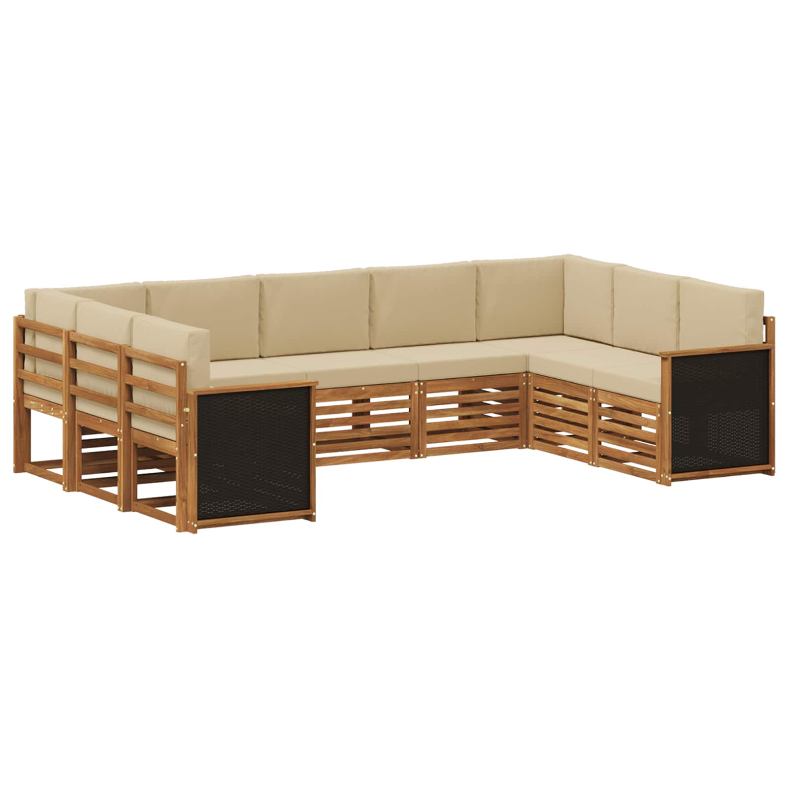 vidaXL Sofa-Sets 9 pcs Natuurlijk en Crème Massief Acaciahout