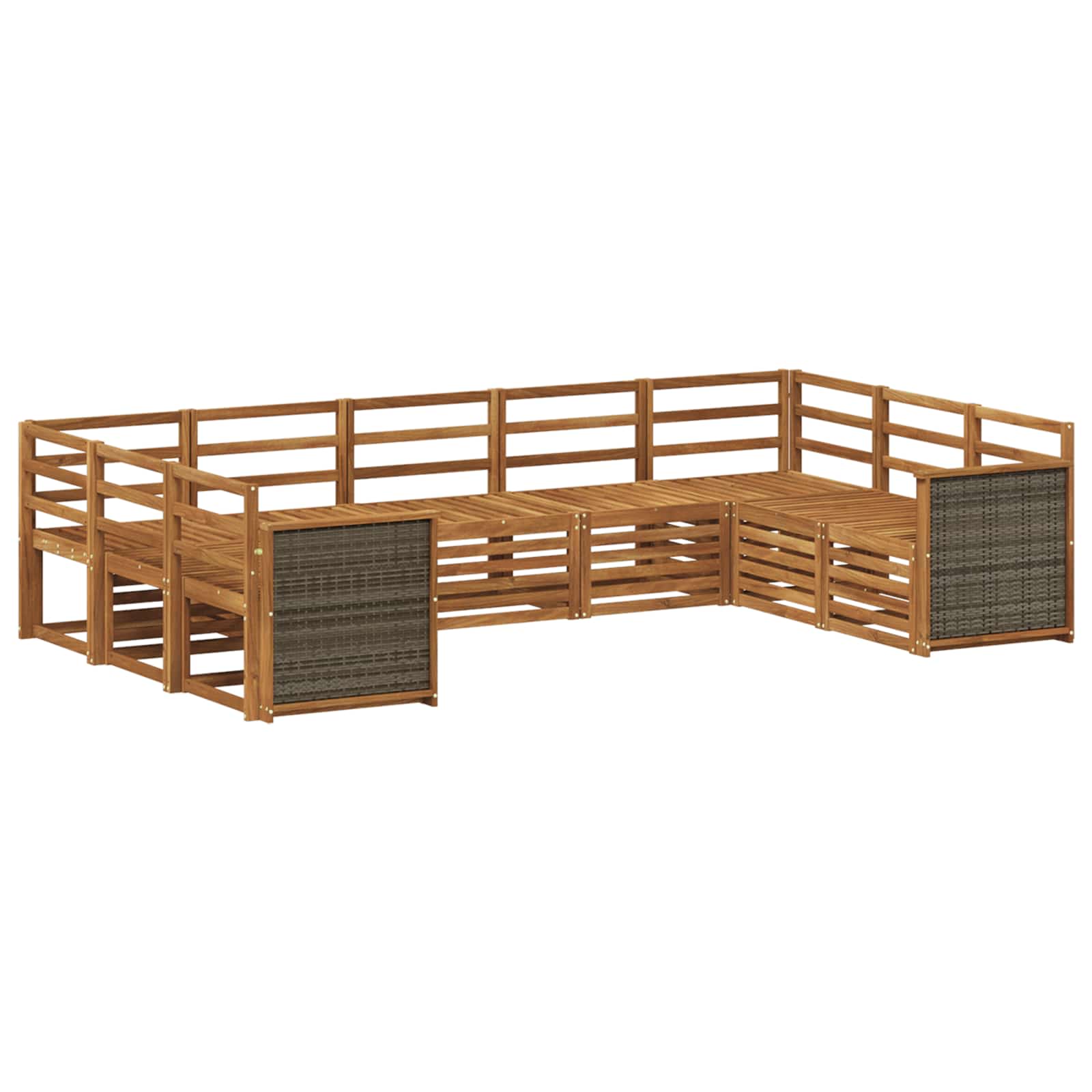 vidaXL Sofa-Sets 9 pcs Natuurlijk en Crème Massief Acaciahout