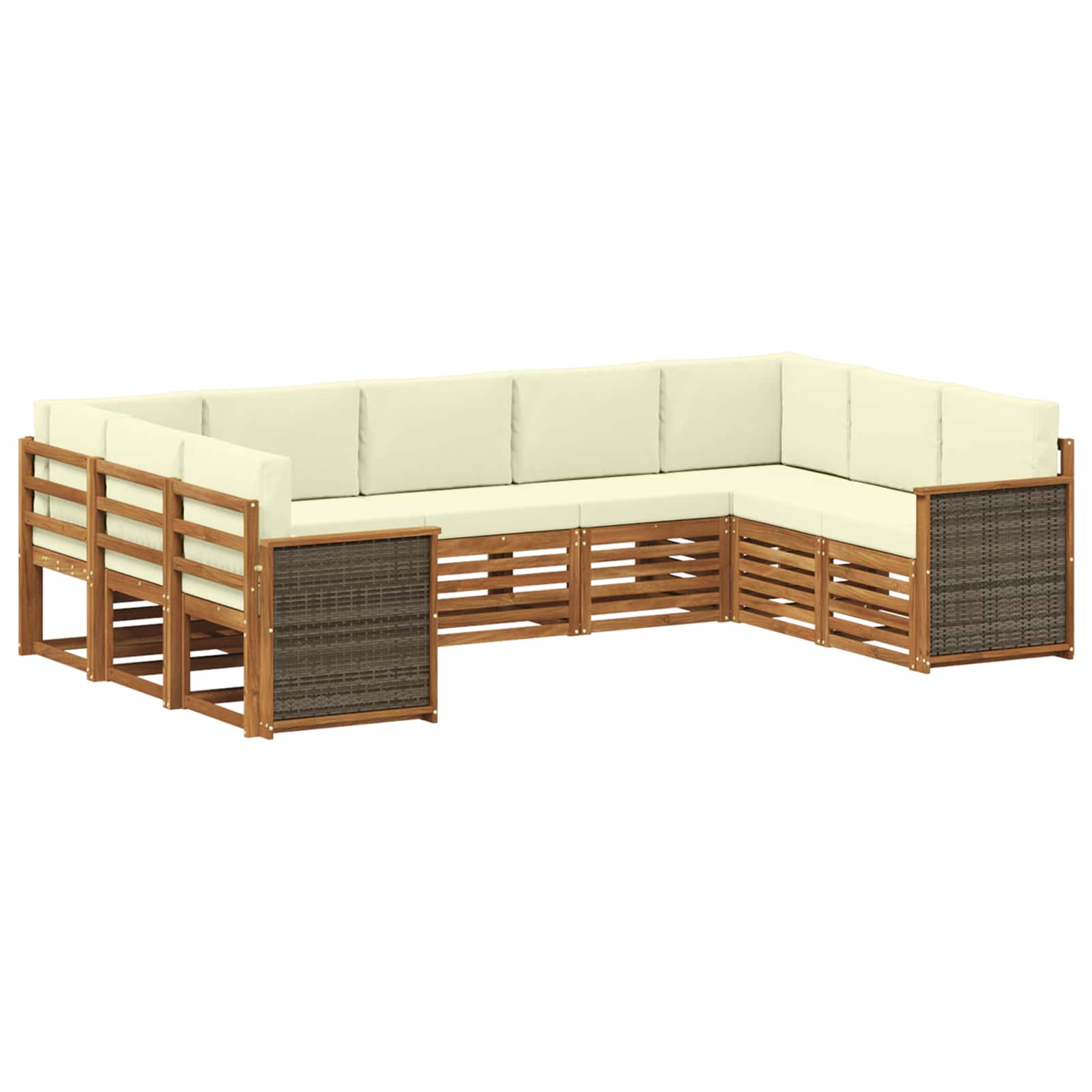 vidaXL Sofa-Sets 9 pcs Natuurlijk en Crème Massief Acaciahout