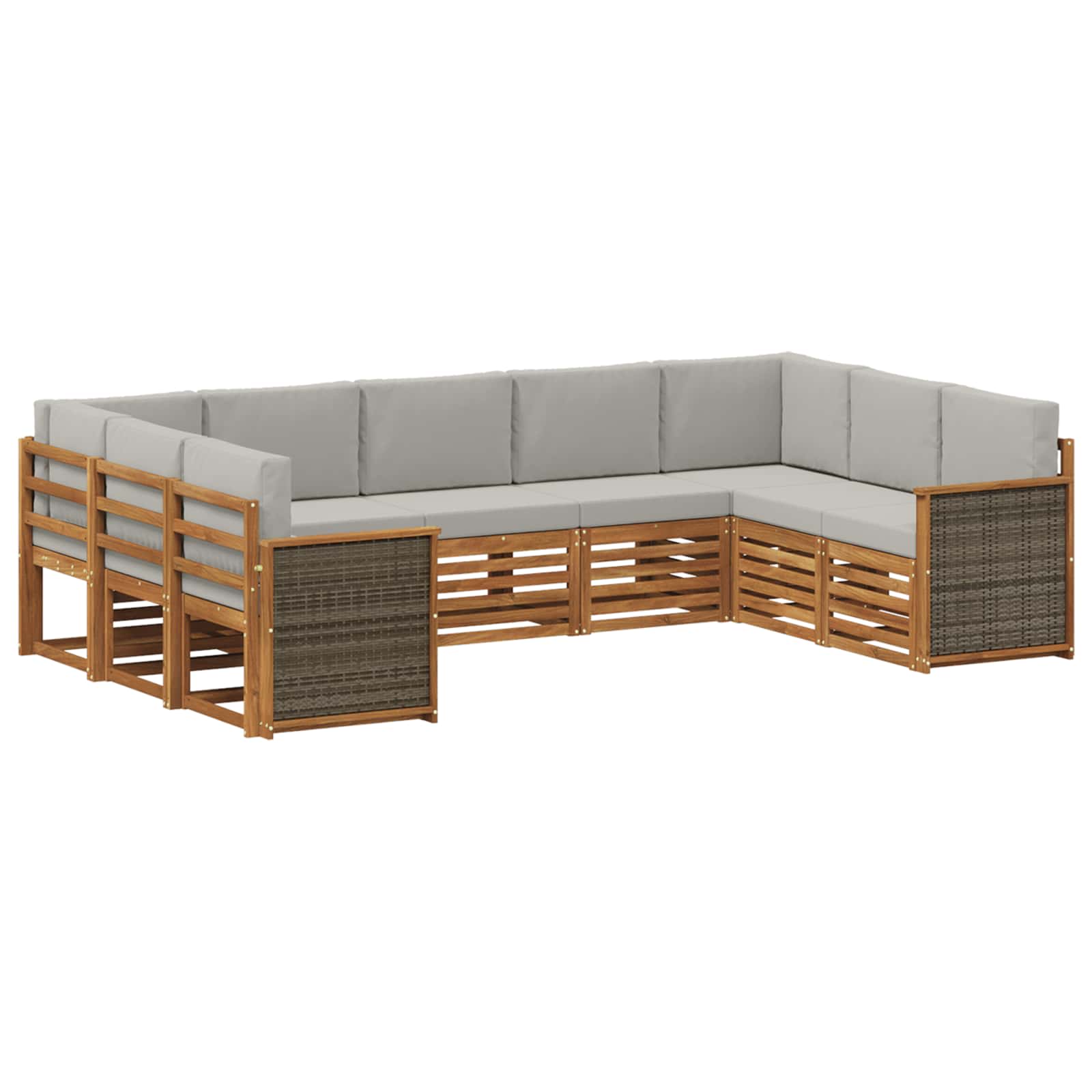 vidaXL Sofa-Sets 9 pcs Natuurlijk en Crème Massief Acaciahout
