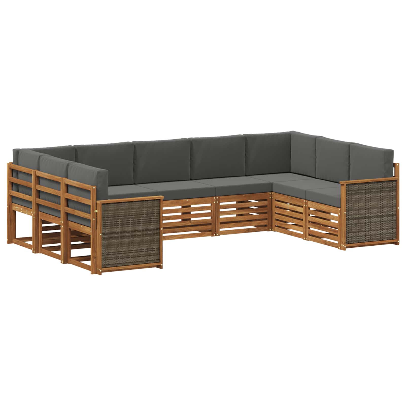 vidaXL Sofa-Sets 9 pcs Natuurlijk en Crème Massief Acaciahout